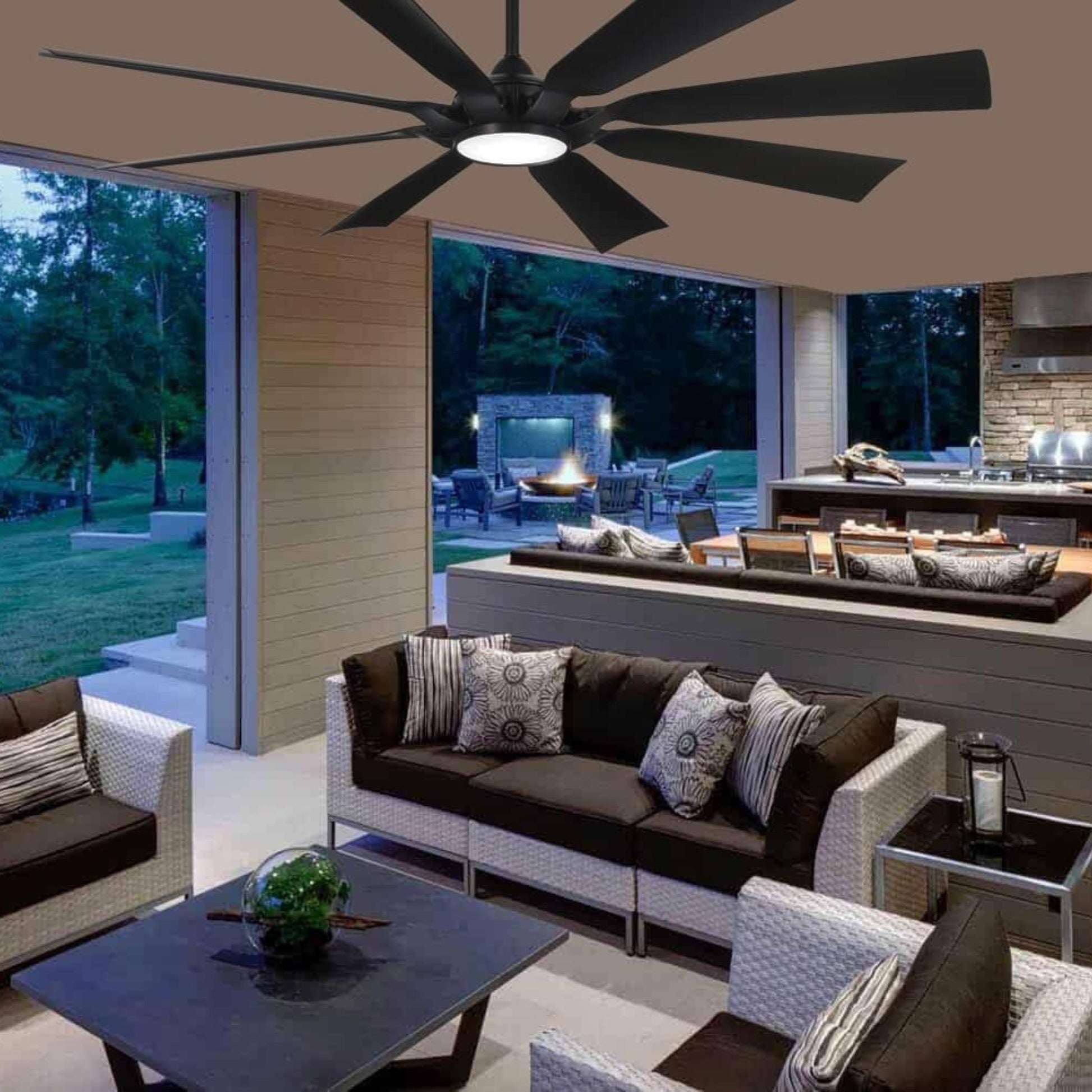 Future 65" Black Coal Outdoor LED Ceiling Fan with Remote Control - Bees Lighting