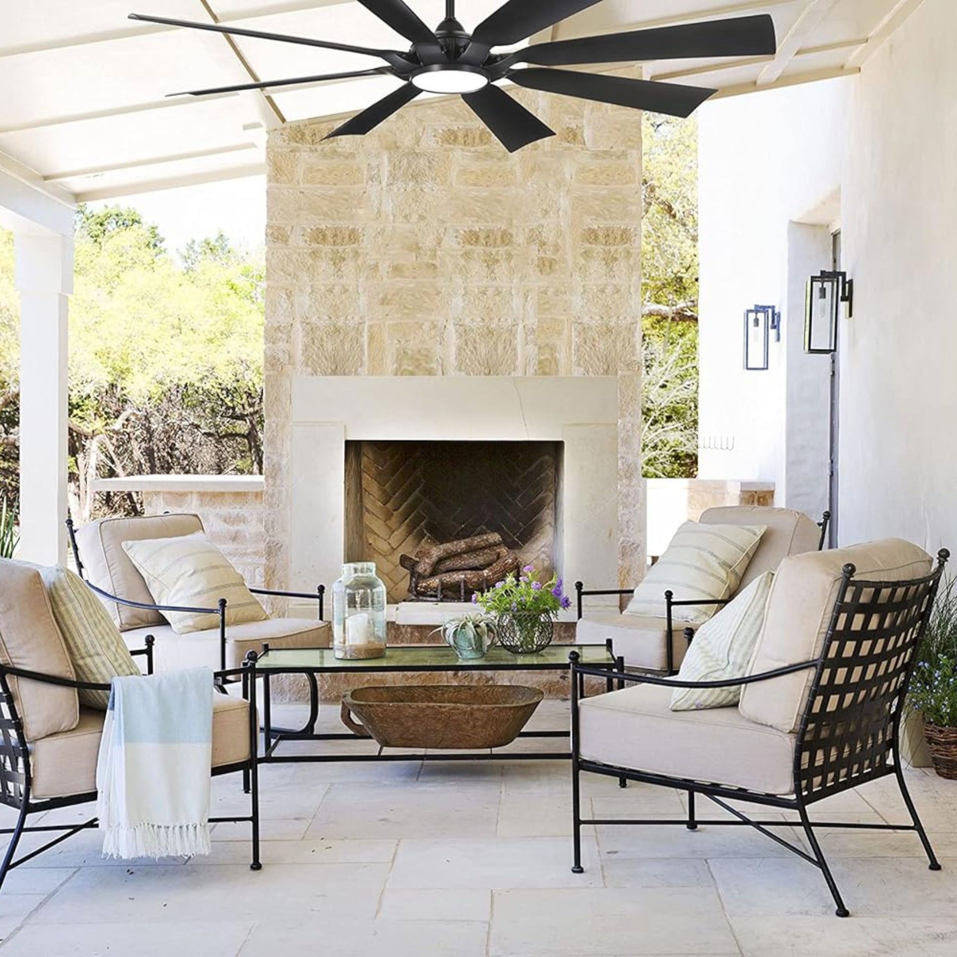 Future 65" Black Coal Outdoor LED Ceiling Fan with Remote Control - Bees Lighting