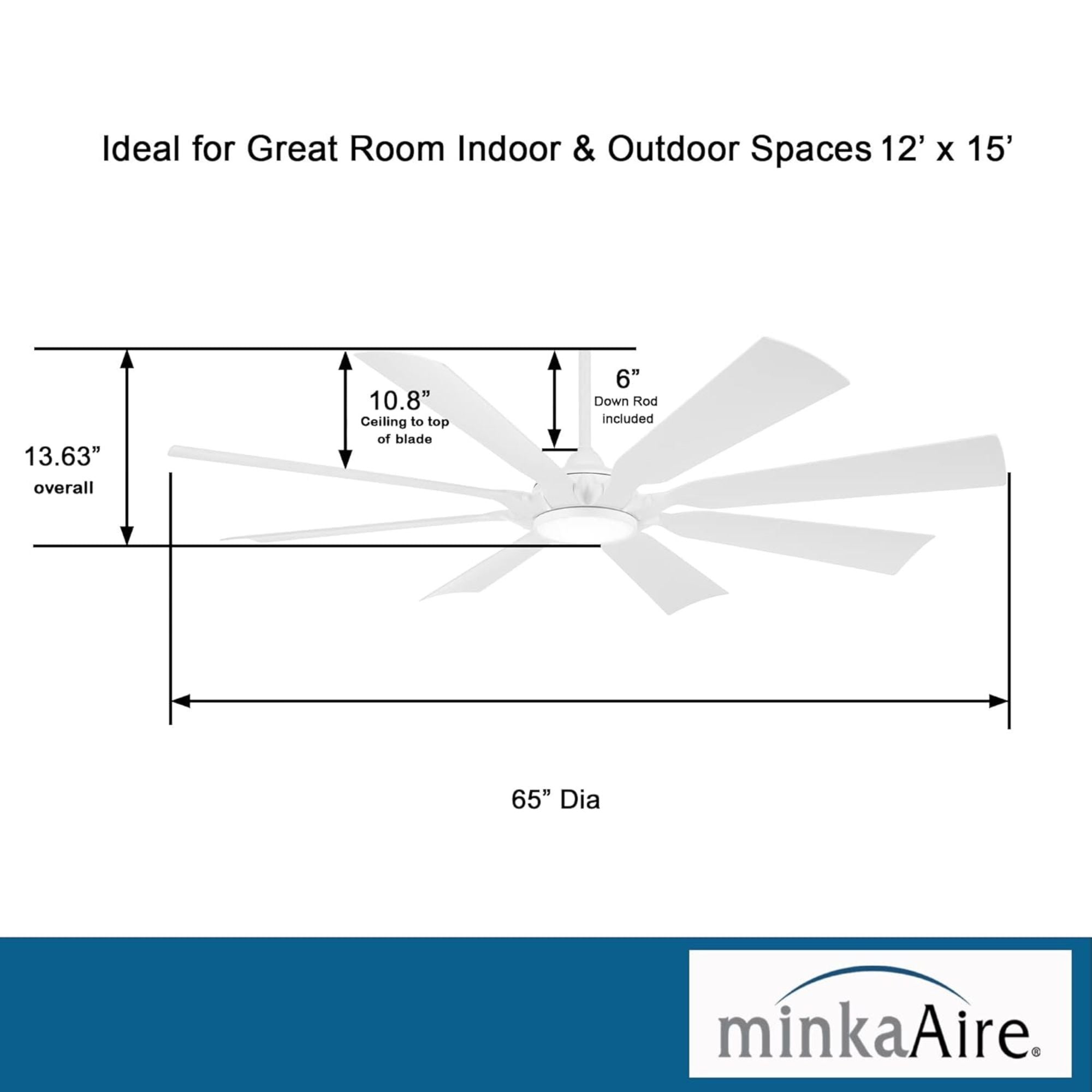 Future 65" Flat White Outdoor LED Ceiling Fan with Remote Control - Bees Lighting