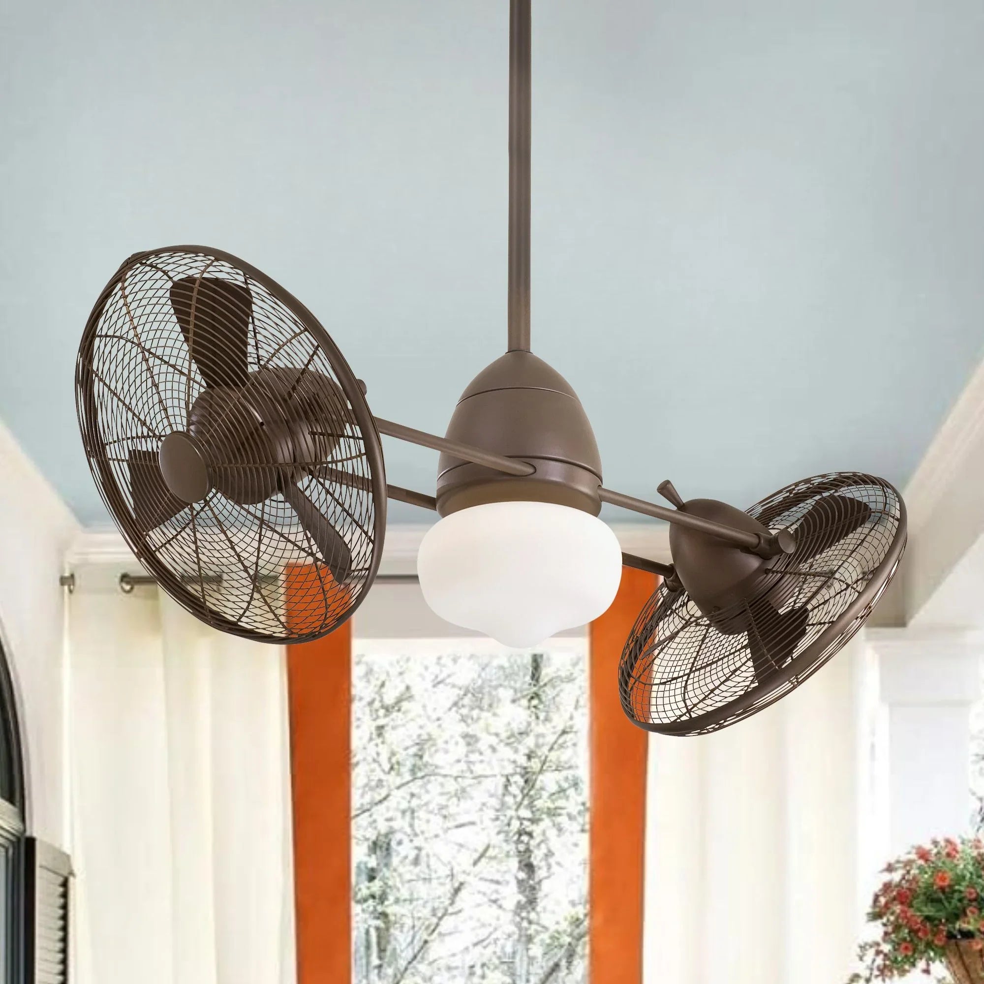 Gyro Wet LED 42" Dual Ceiling Fan with Light and Wall Control, Oil Rubbed Bronze