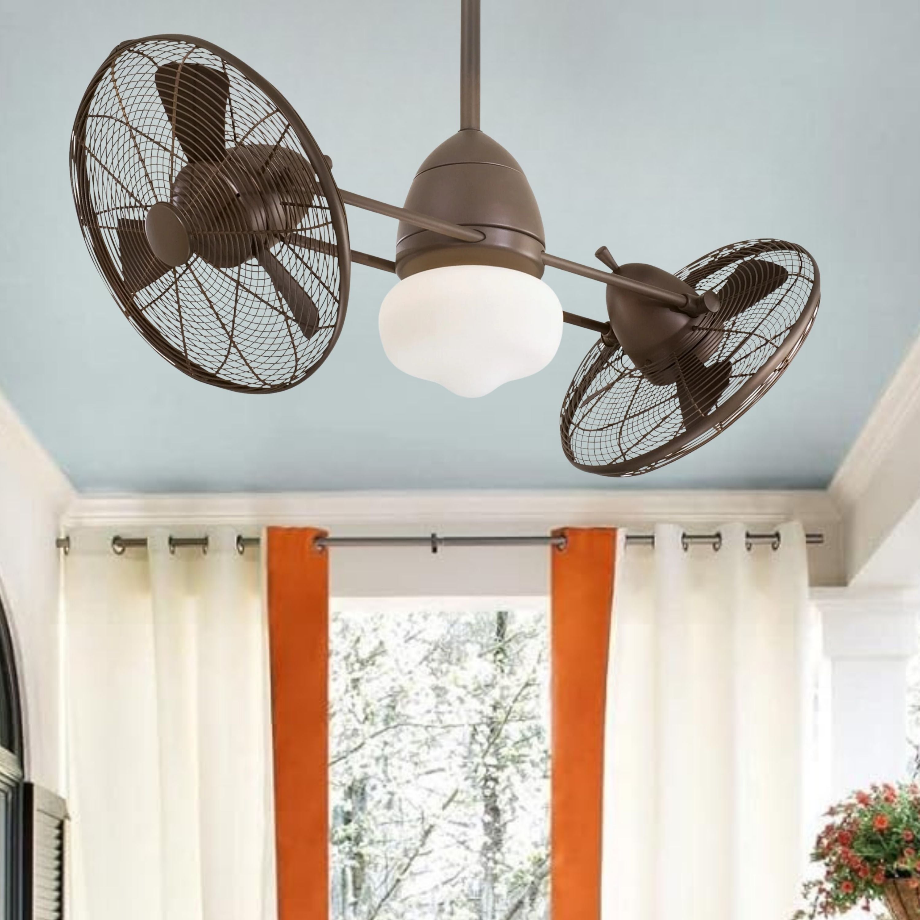 Gyro Wet LED 42" Dual Ceiling Fan with Light and Wall Control, Oil Rubbed Bronze
