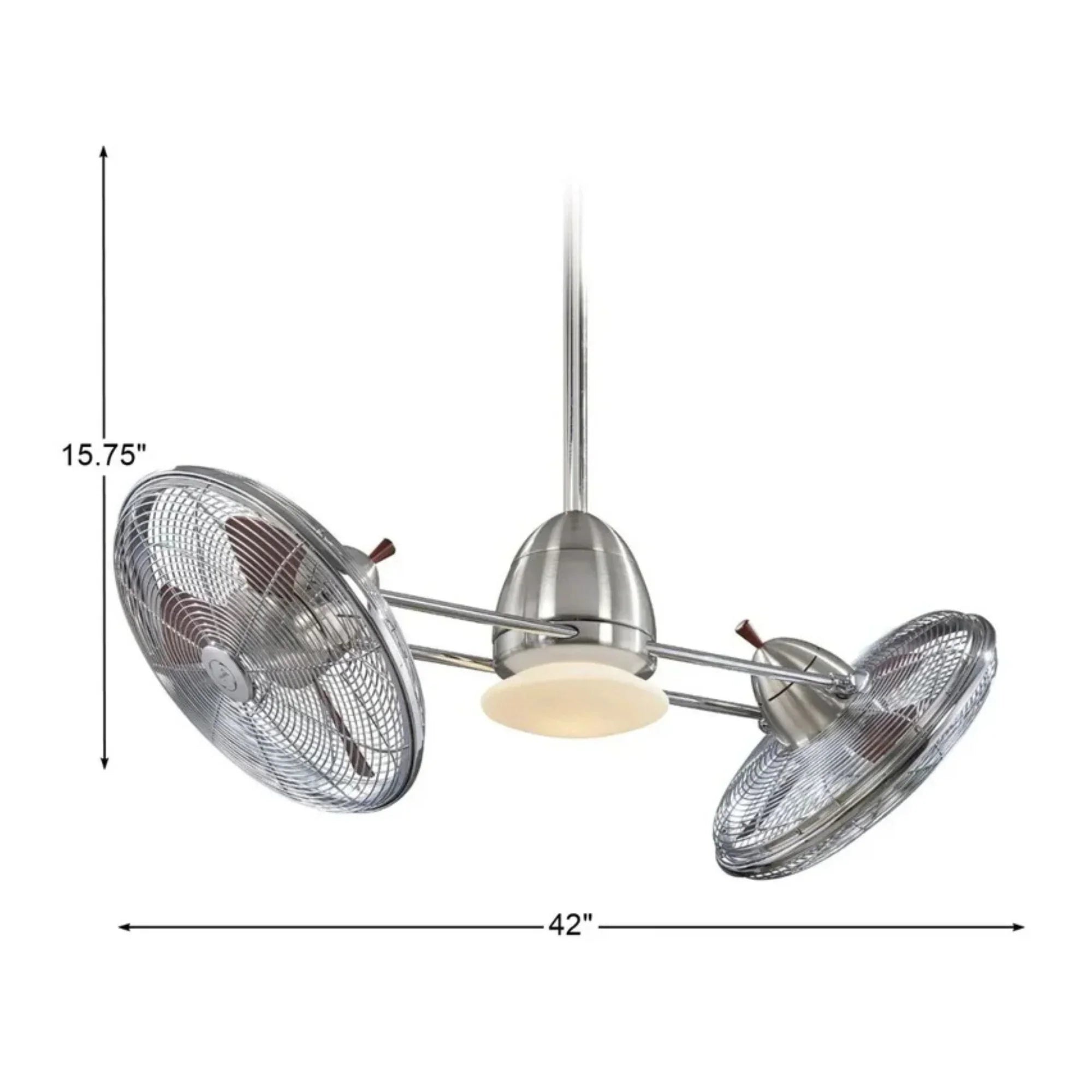 Gyro LED 42" Dual Ceiling Fan with Light and Wall Control, Brushed Nickel & Chrome