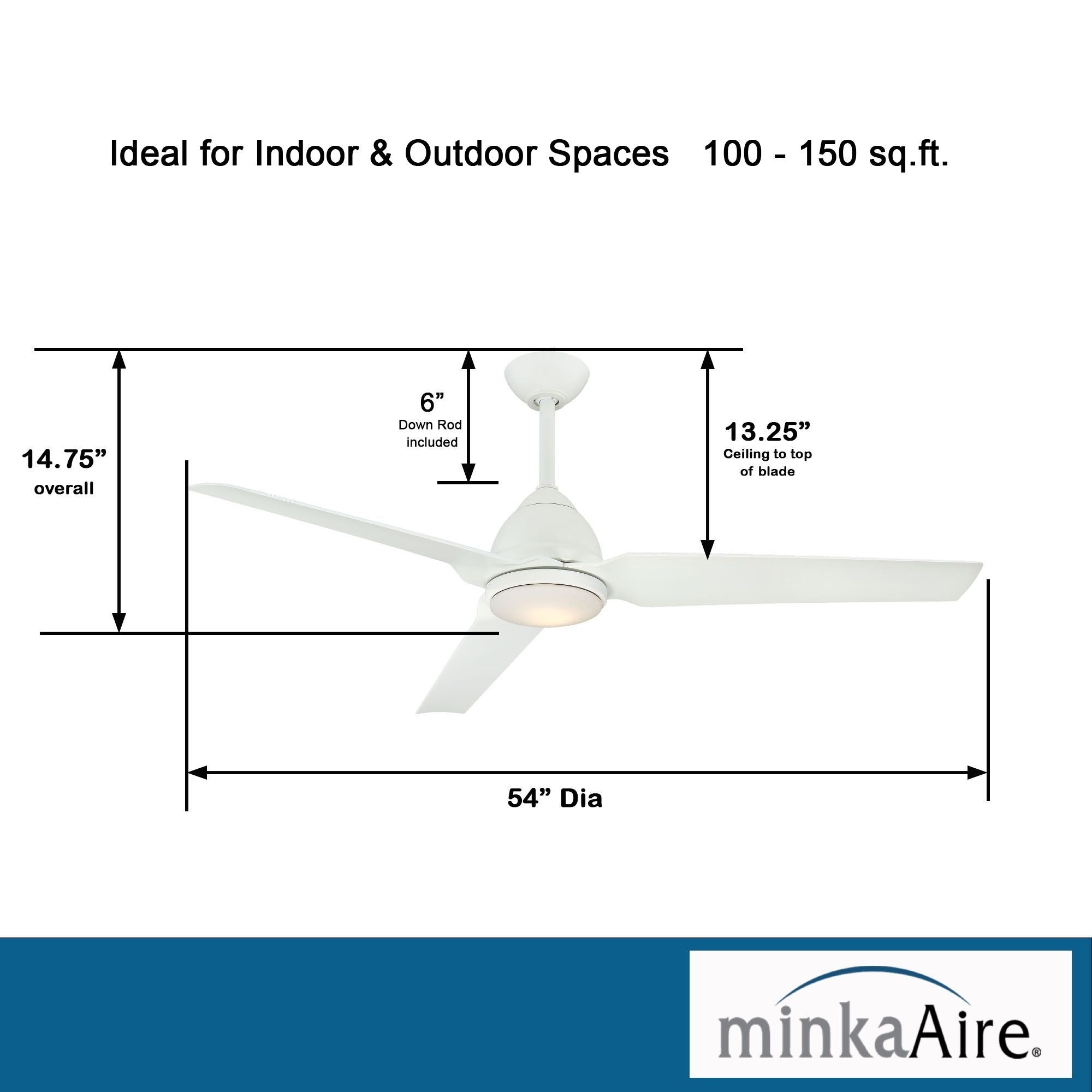 Java LED 54" Flat White Wet Rated Ceiling Fan with Light and Remote - Bees Lighting