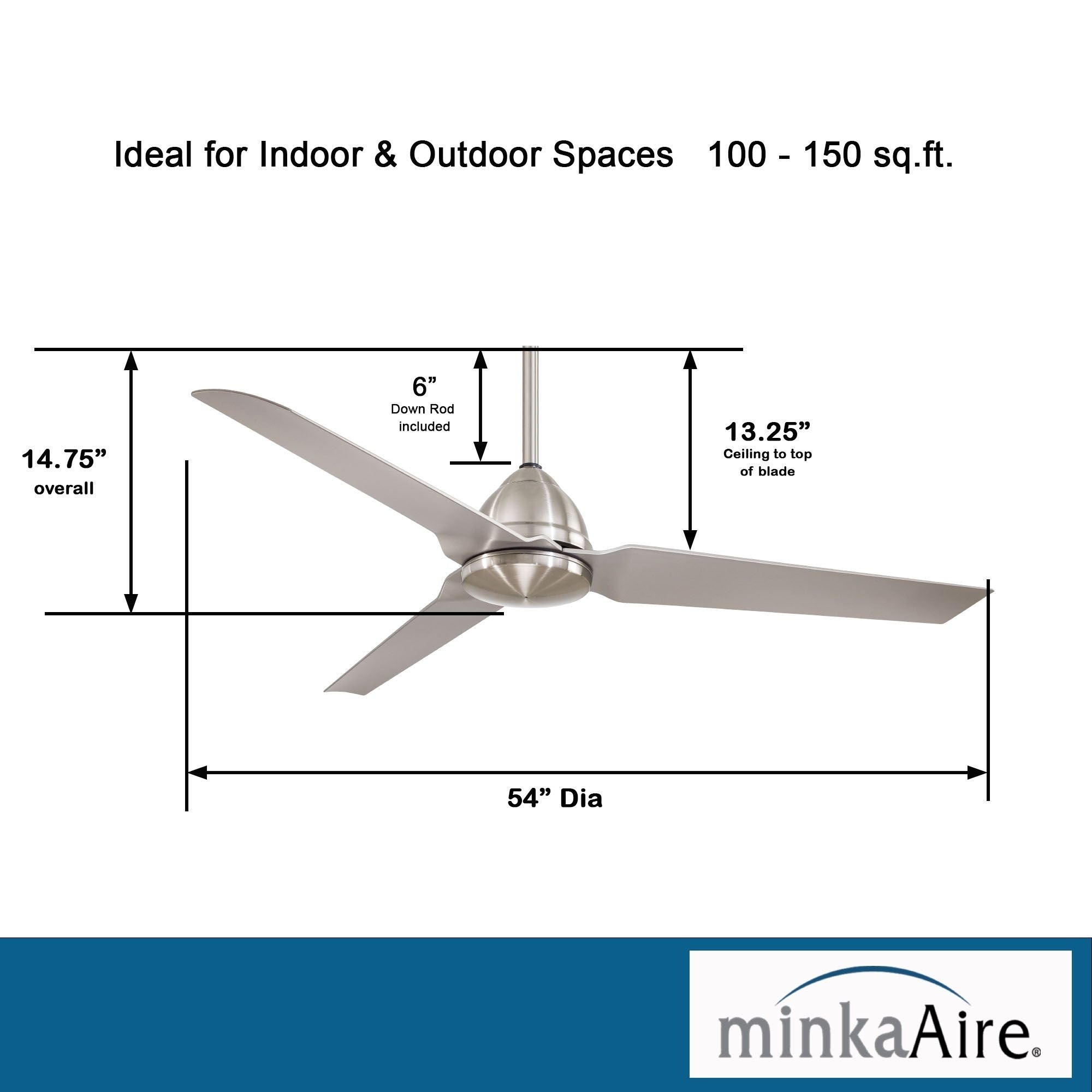 Java 54" Brushed Nickel Wet Rated Ceiling Fan with Remote - Bees Lighting