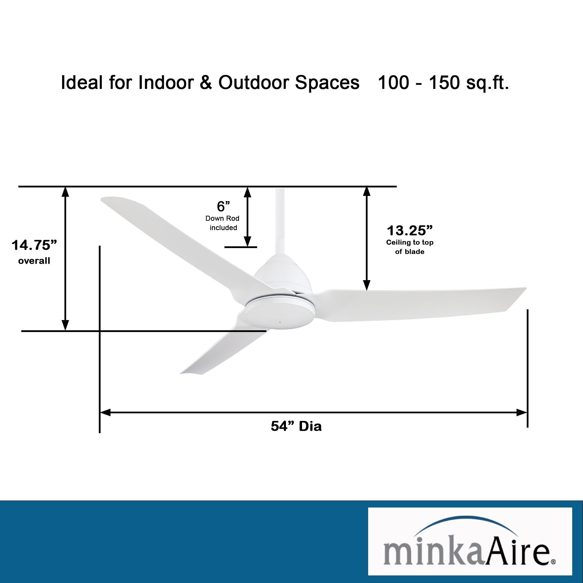 Java 54" Flat White Wet Rated Ceiling Fan with Remote - Bees Lighting