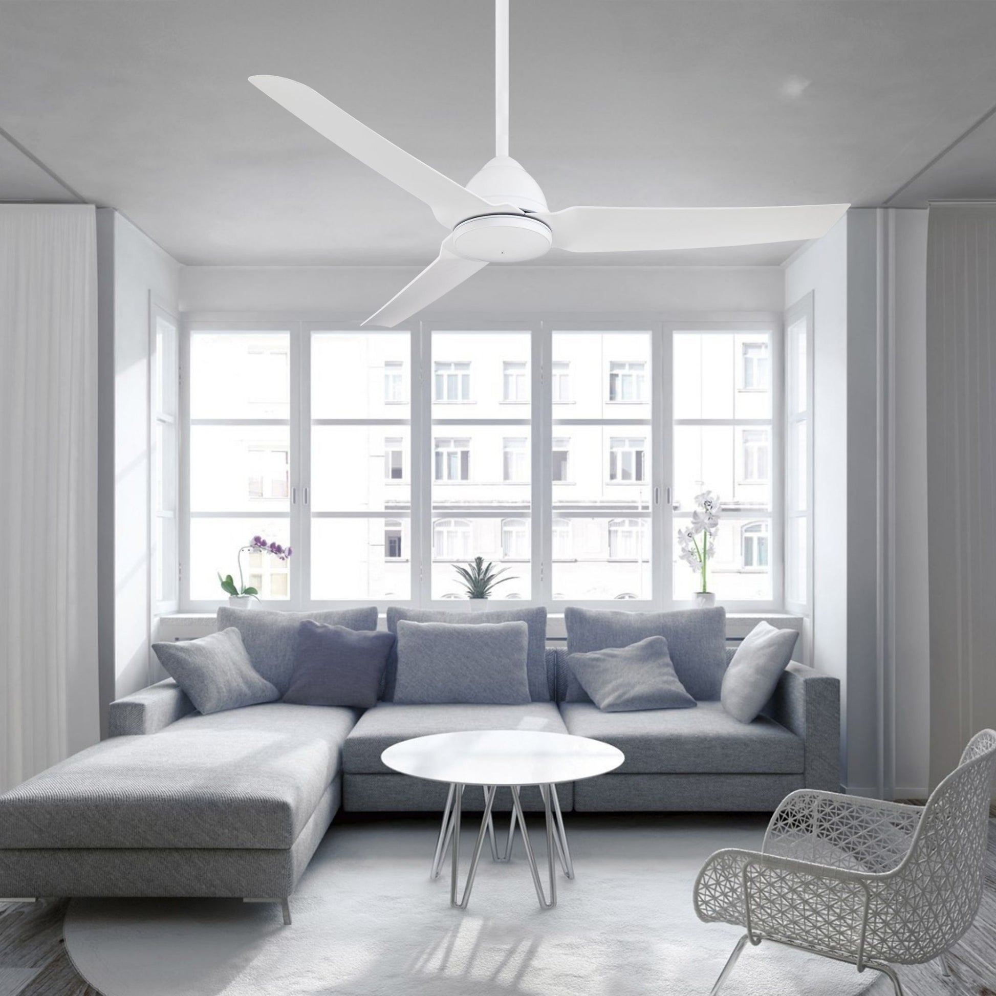 Java 54" Flat White Wet Rated Ceiling Fan with Remote - Bees Lighting