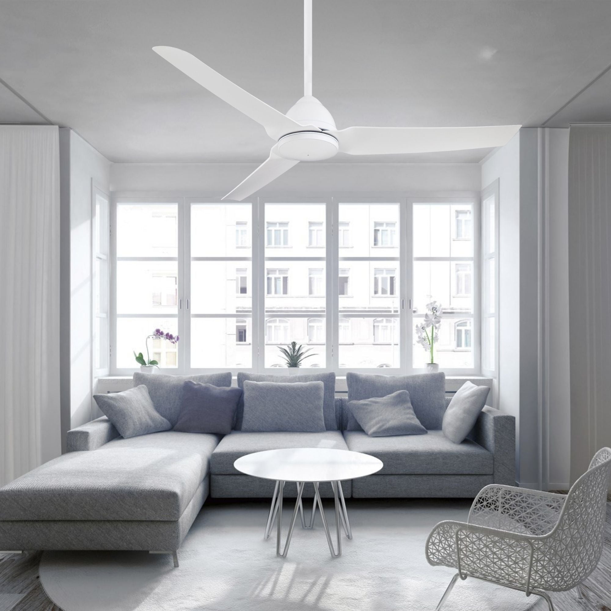 Java 54" Flat White Wet Rated Ceiling Fan with Remote - Bees Lighting
