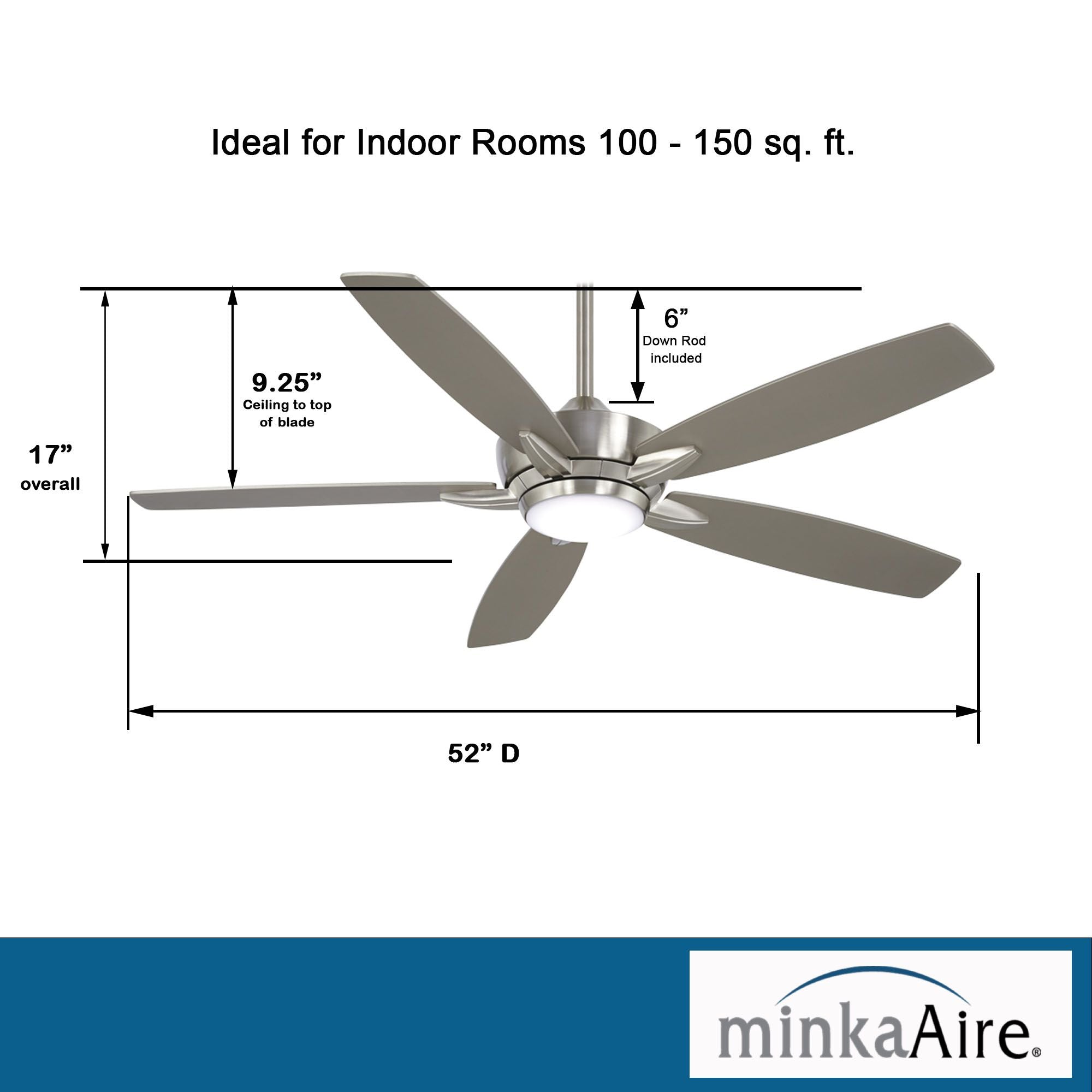 Kelvyn 52" Brushed Nickel Indoor LED Ceiling Fan with Remote Control - Bees Lighting