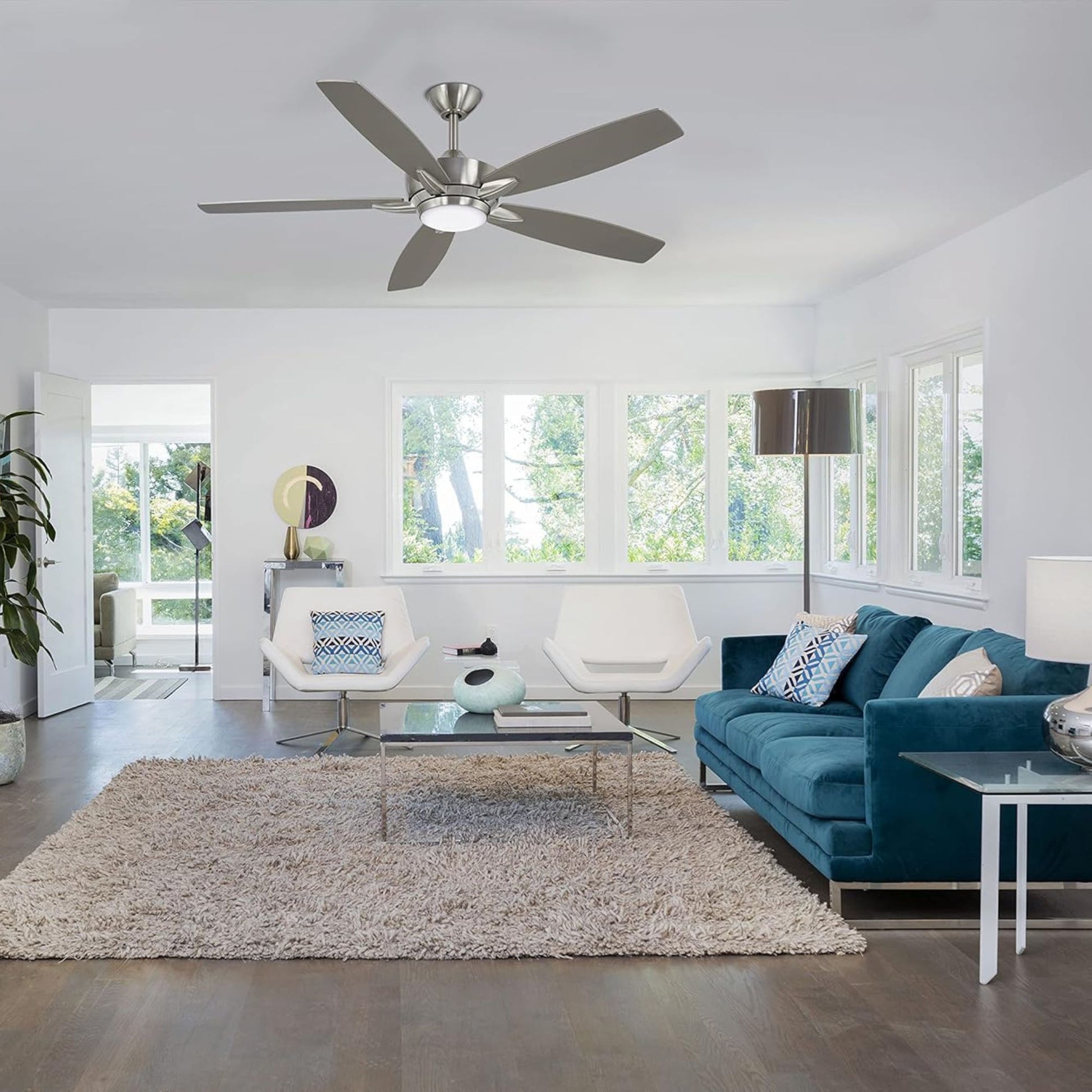 Kelvyn 52" Brushed Nickel Indoor LED Ceiling Fan with Remote Control - Bees Lighting