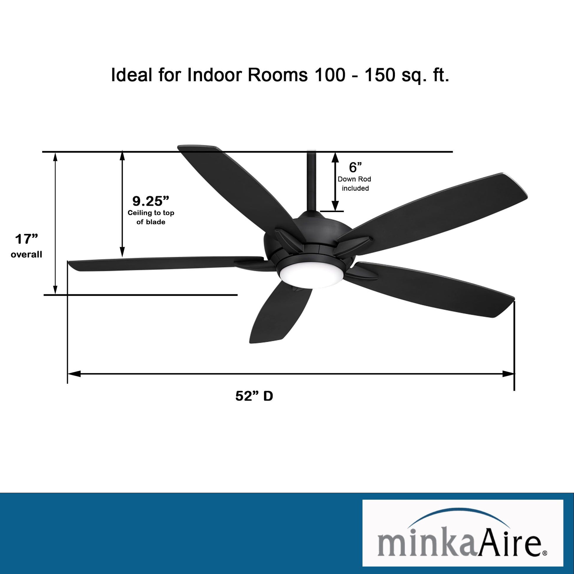 Kelvyn 52" Black Coal Indoor LED Ceiling Fan with Remote Control - Bees Lighting