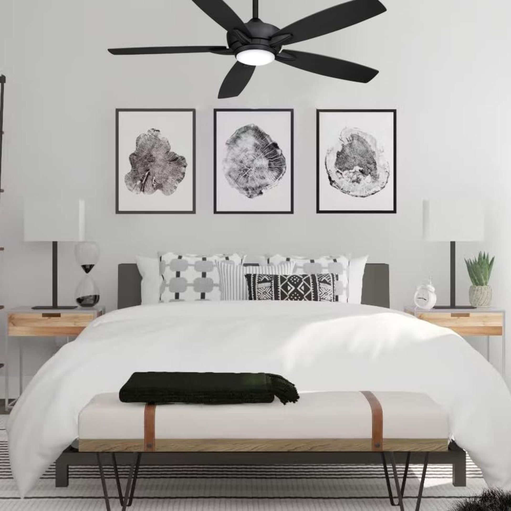 Kelvyn 52" Black Coal Indoor LED Ceiling Fan with Remote Control - Bees Lighting