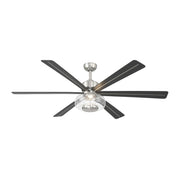 Ligero 60" 5-CCT LED Smart Ceiling Fan, Brushed Nickel with Coal Blades and Clear Glass