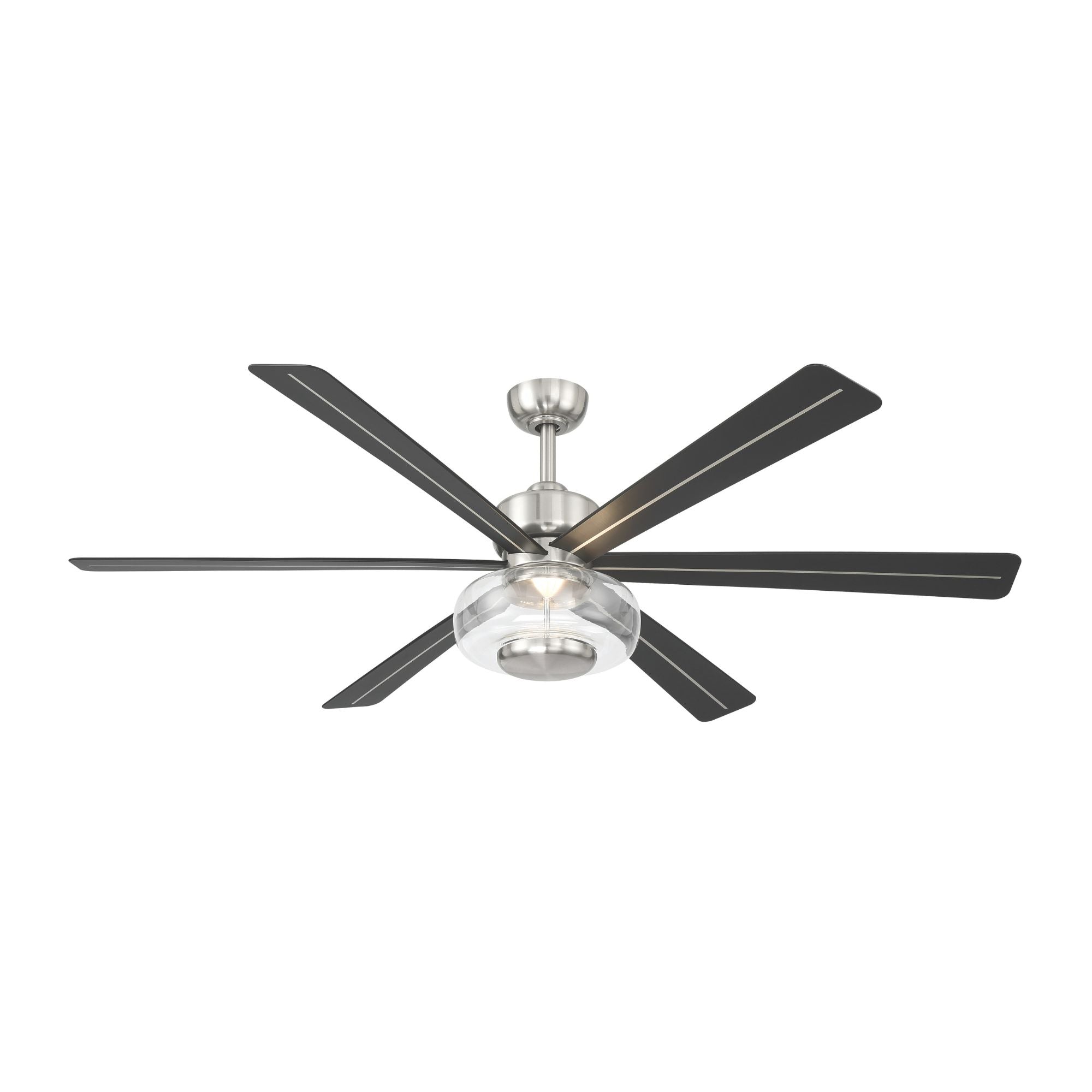 Ligero 60" 5-CCT LED Smart Ceiling Fan, Brushed Nickel with Coal Blades and Clear Glass