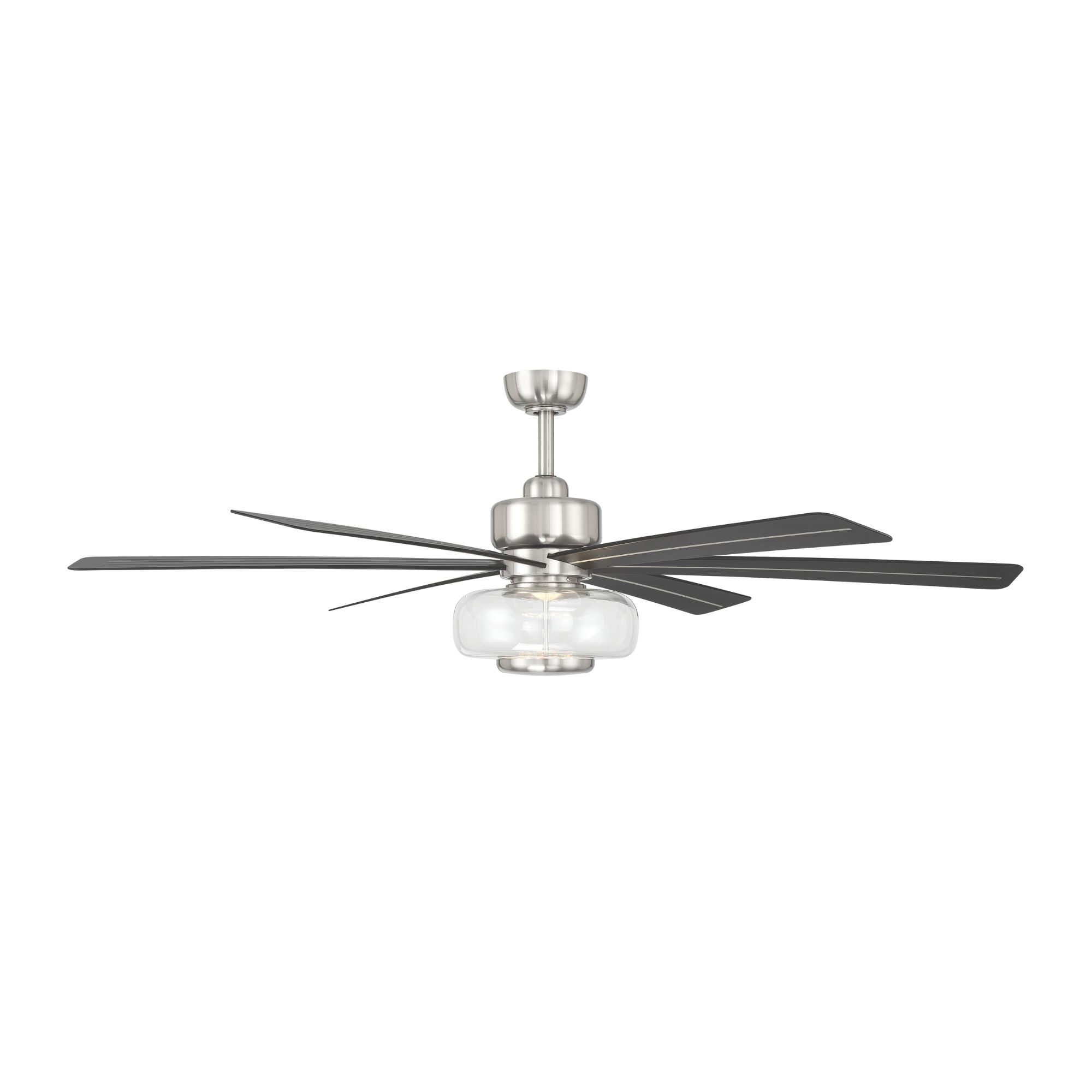 Ligero 60" 5-CCT LED Smart Ceiling Fan, Brushed Nickel with Coal Blades and Clear Glass