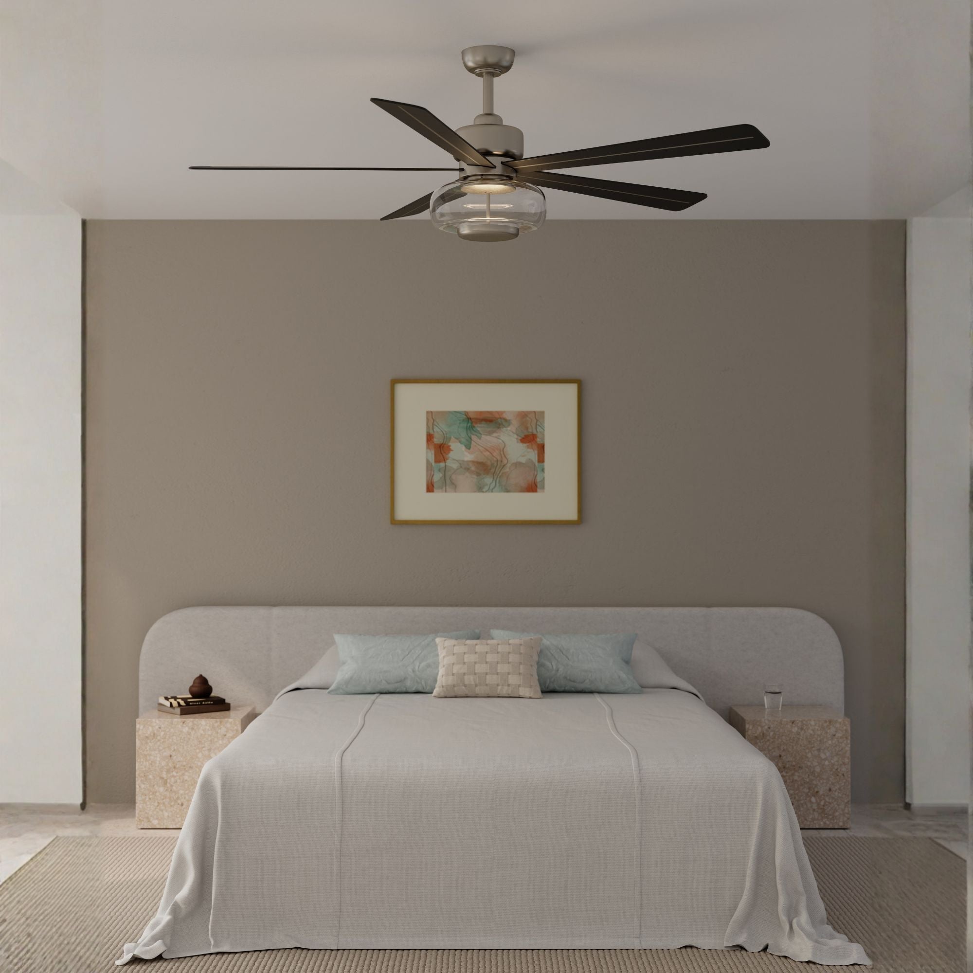Ligero 60" 5-CCT LED Smart Ceiling Fan, Brushed Nickel with Coal Blades and Clear Glass