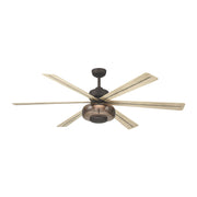 Ligero 60" 5-CCT LED Smart Ceiling Fan, Dark Bronze and White Oak Blades and Brown Smoked Glass
