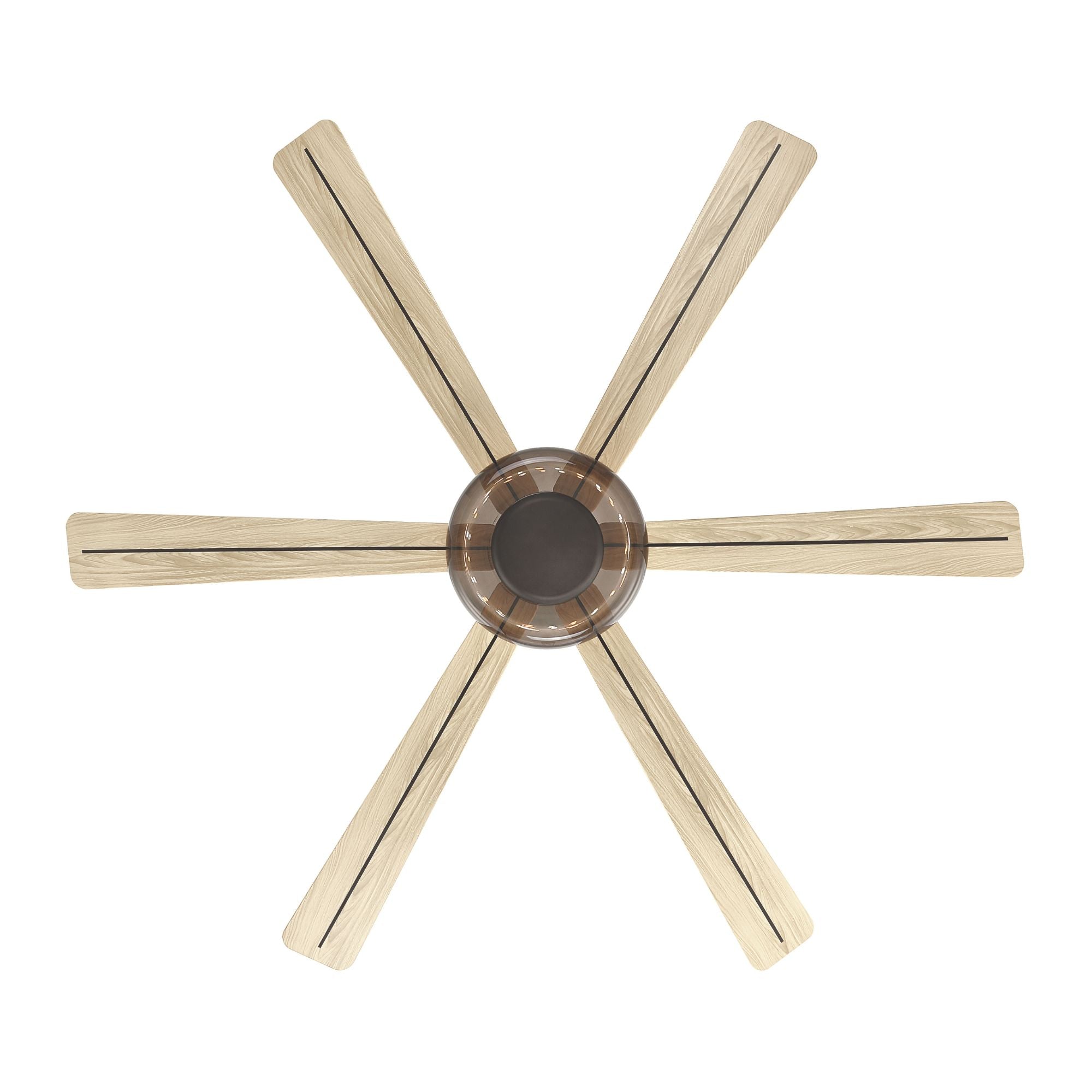 Ligero 60" 5-CCT LED Smart Ceiling Fan, Dark Bronze and White Oak Blades and Brown Smoked Glass