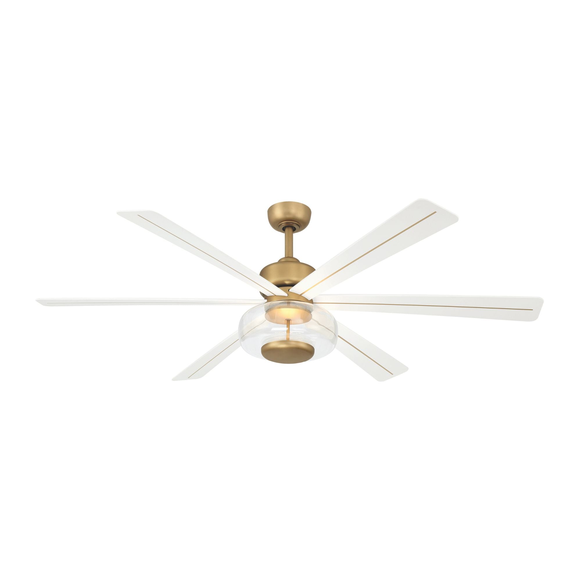 Ligero 60" 5-CCT LED Smart Ceiling Fan, Heritage Brass with Alabaster White Blades and Clear Glass