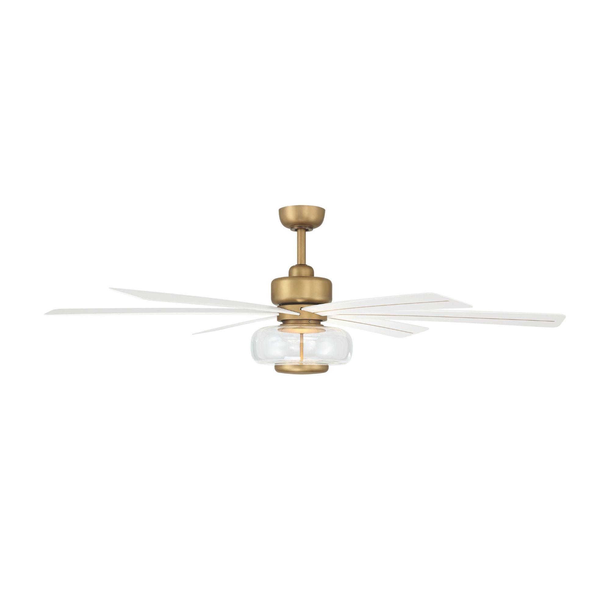 Ligero 60" 5-CCT LED Smart Ceiling Fan, Heritage Brass with Alabaster White Blades and Clear Glass
