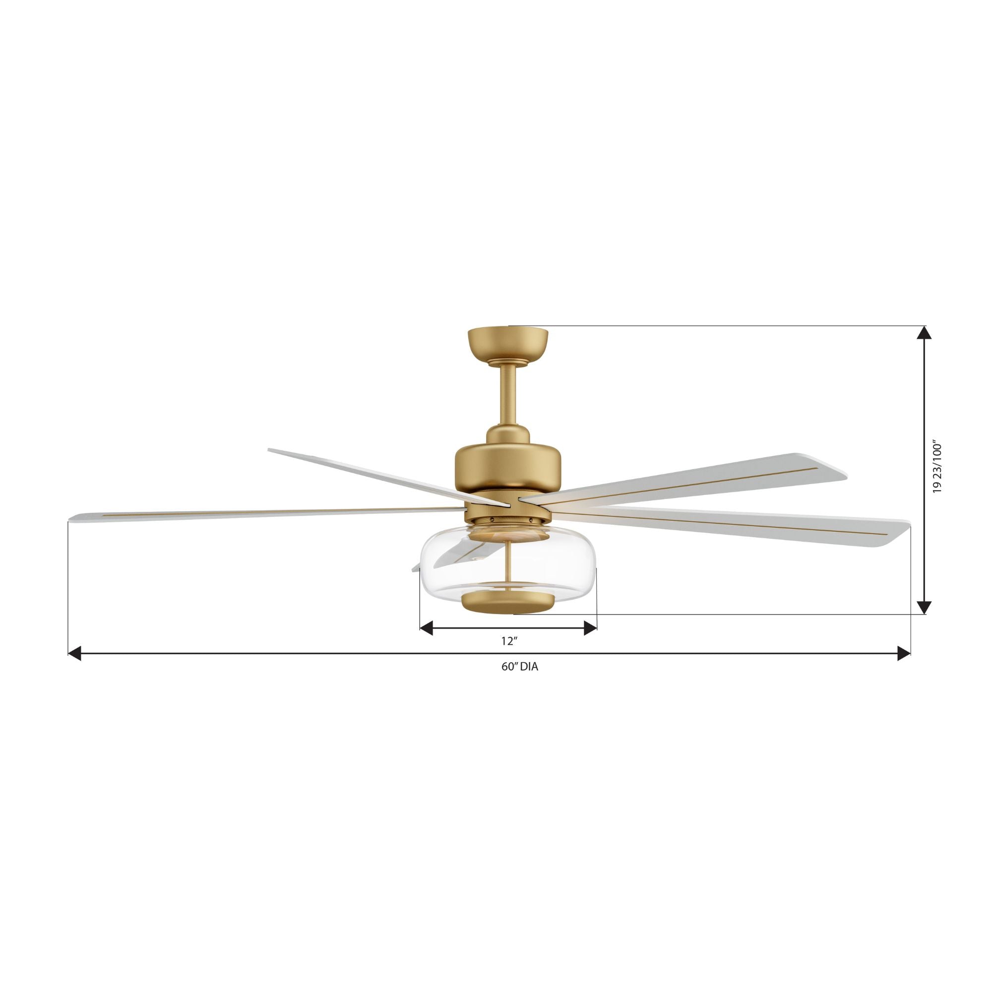 Ligero 60" 5-CCT LED Smart Ceiling Fan, Heritage Brass with Alabaster White Blades and Clear Glass