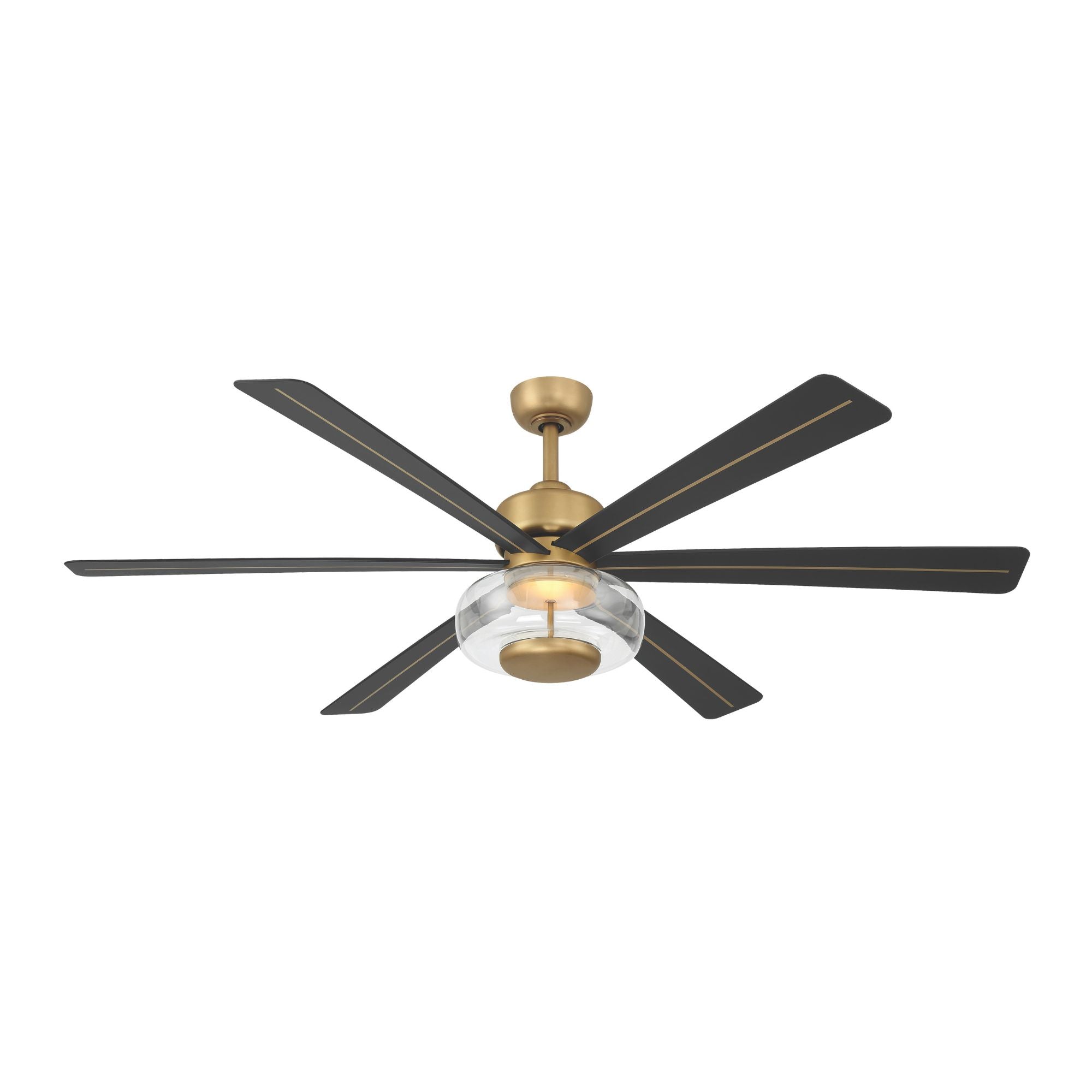 Ligero 60" 5-CCT LED Smart Ceiling Fan, Heritage Brass with Coal Blades and Clear Glass