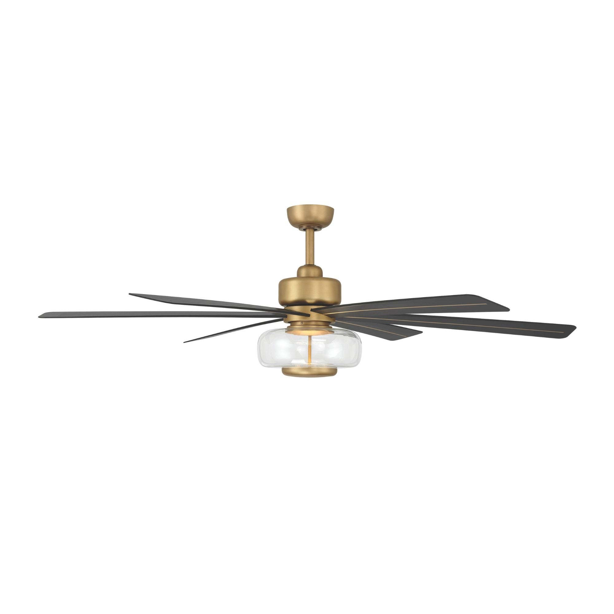 Ligero 60" 5-CCT LED Smart Ceiling Fan, Heritage Brass with Coal Blades and Clear Glass