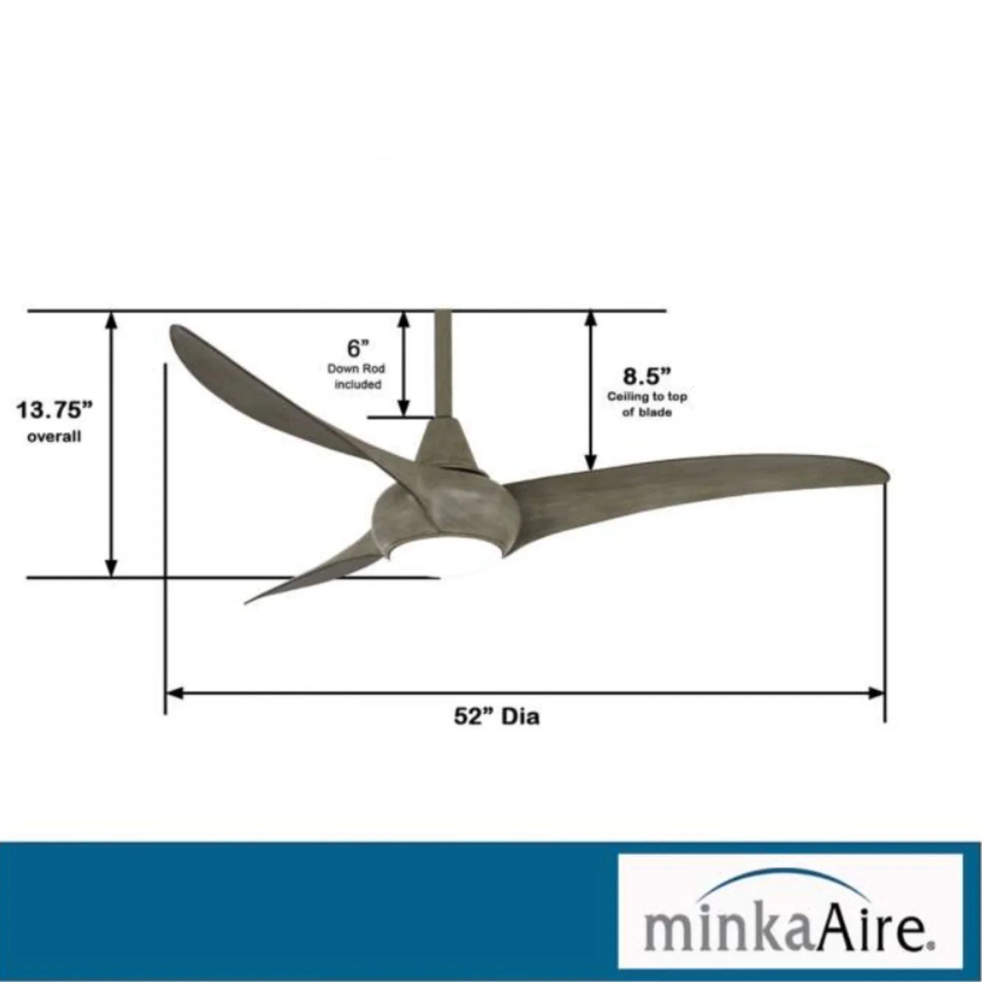 Light Wave LED 44" 3-Blade Driftwood Ceiling Fan with Light and Remote