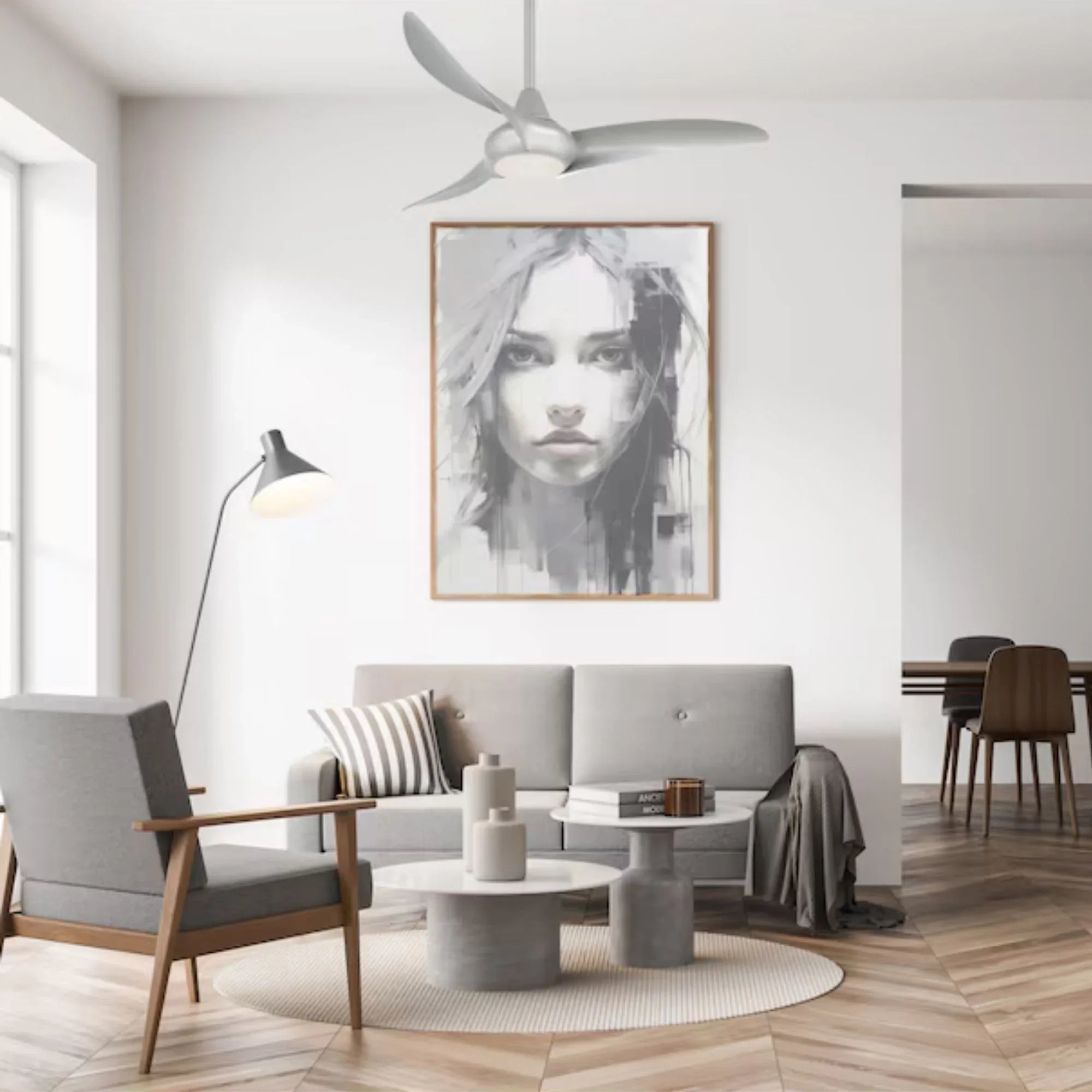 Light Wave LED 44" 3-Blade Silver Ceiling Fan with Light and Remote