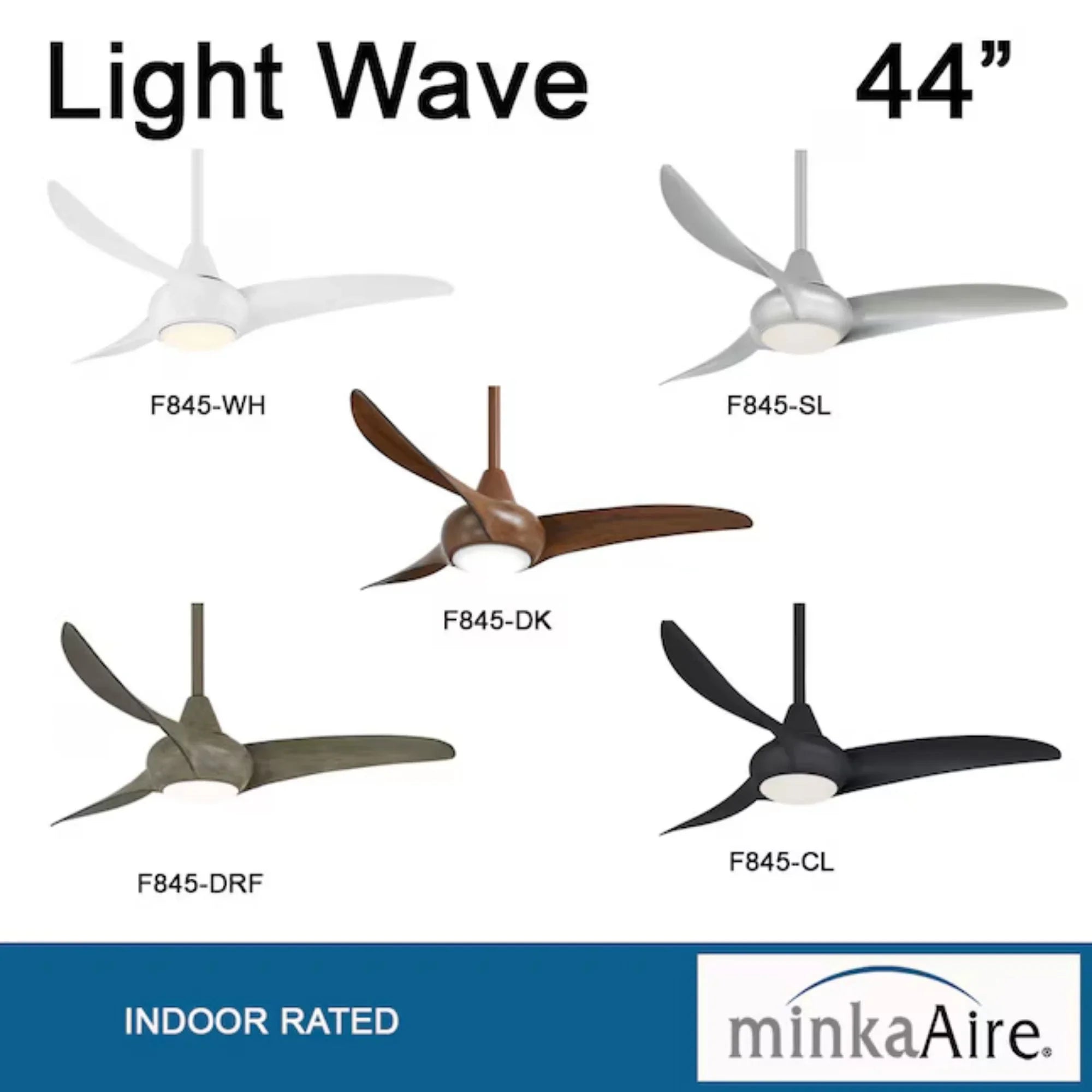 Light Wave LED 44" 3-Blade White Ceiling Fan with Light and Remote