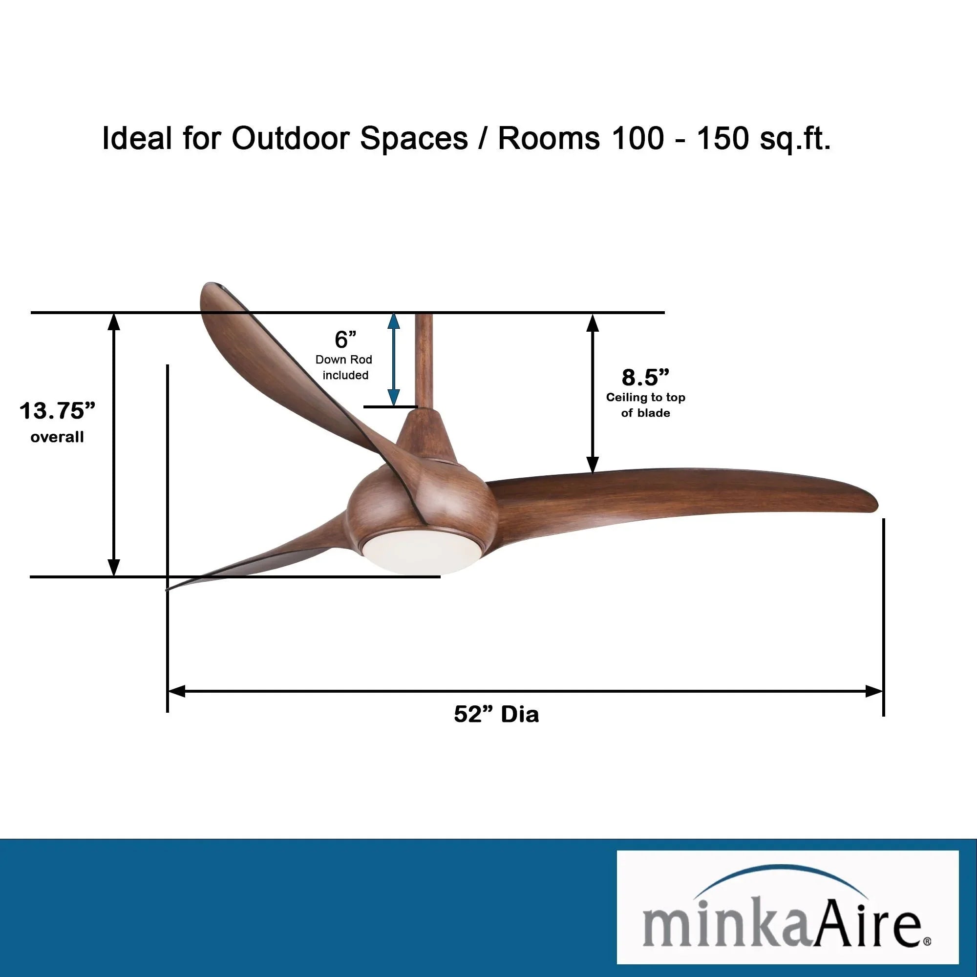 Light Wave LED 52" Distressed Koa Modern Ceiling Fan with Light and Remote