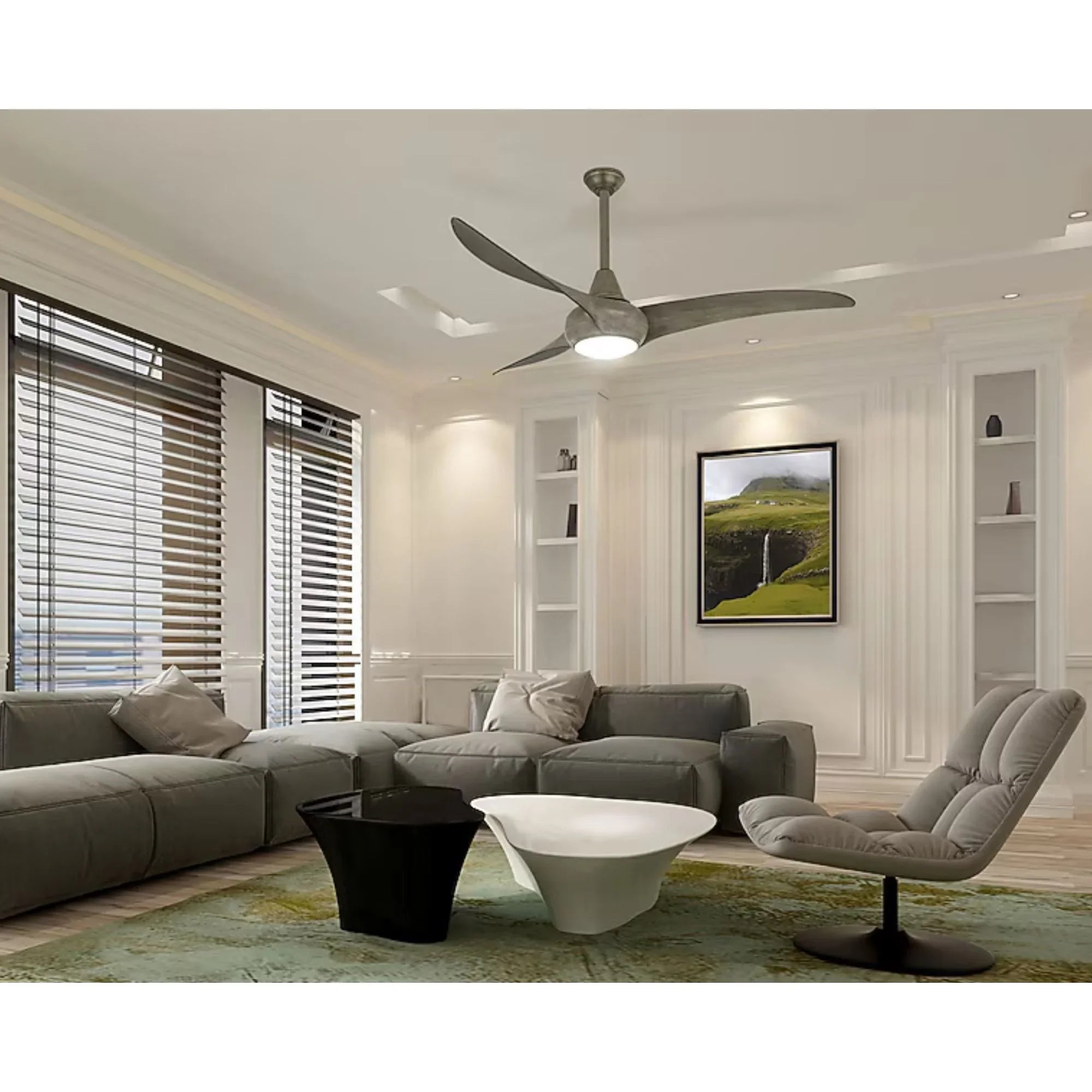 Light Wave LED 52" Driftwood Modern Ceiling Fan with Light and Remote