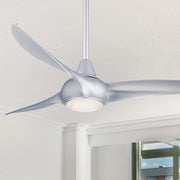 Light Wave LED 52" Silver Modern Ceiling Fan with Light and Remote