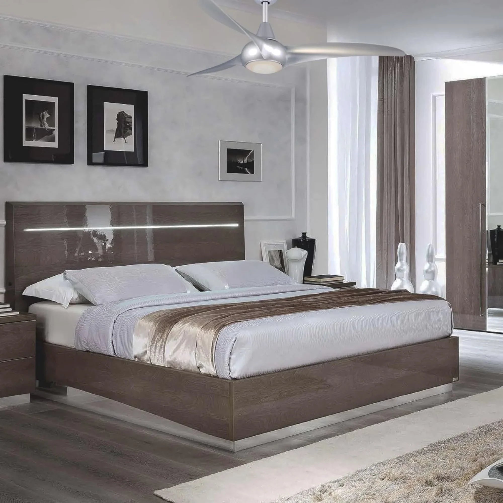 Light Wave LED 52" Silver Modern Ceiling Fan with Light and Remote