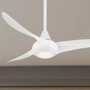 Light Wave LED 52" White Modern Ceiling Fan with Light and Remote