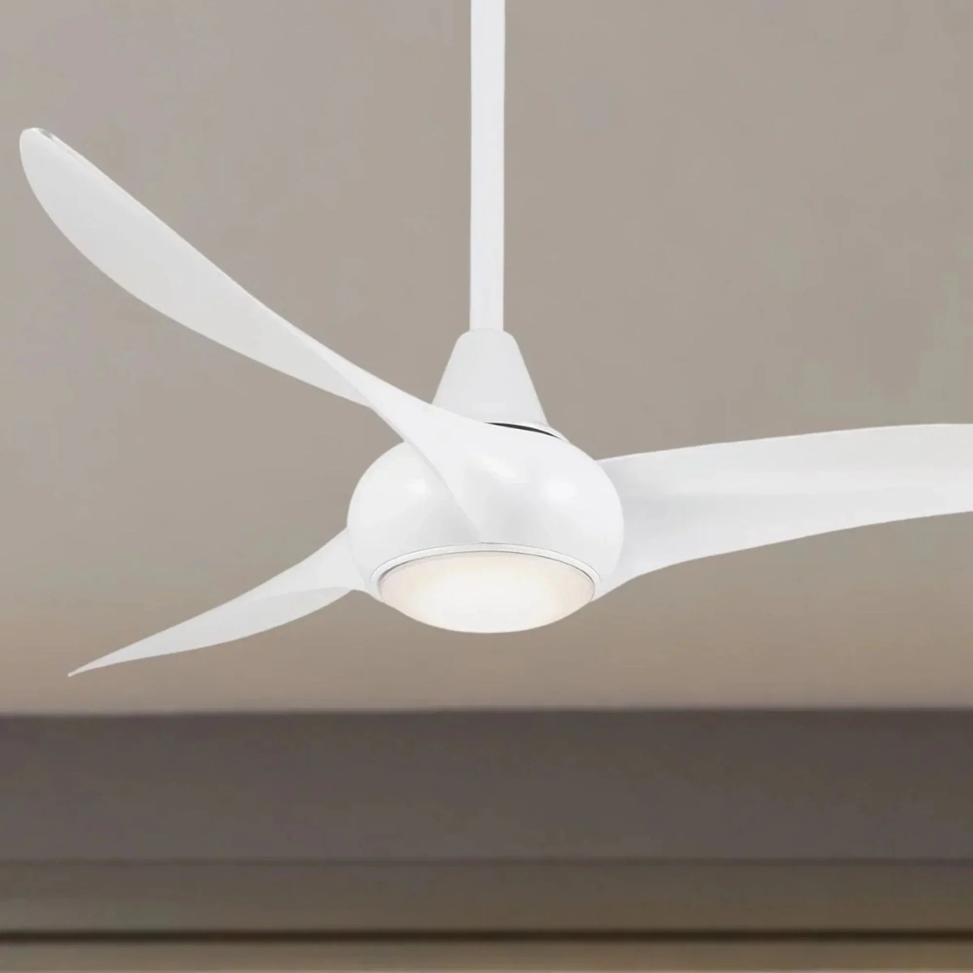 Light Wave LED 52" White Modern Ceiling Fan with Light and Remote