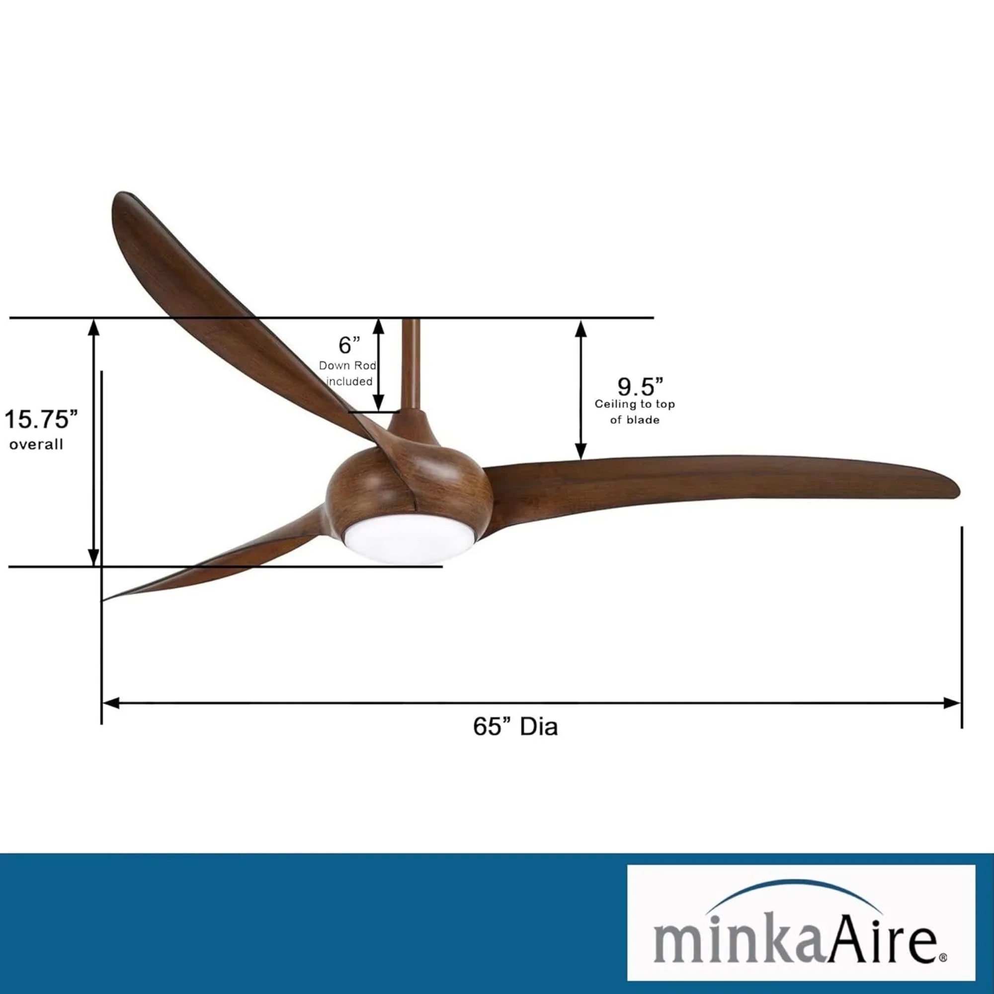 Light Wave LED 65" Distressed Koa Large Ceiling Fan with Light and Remote