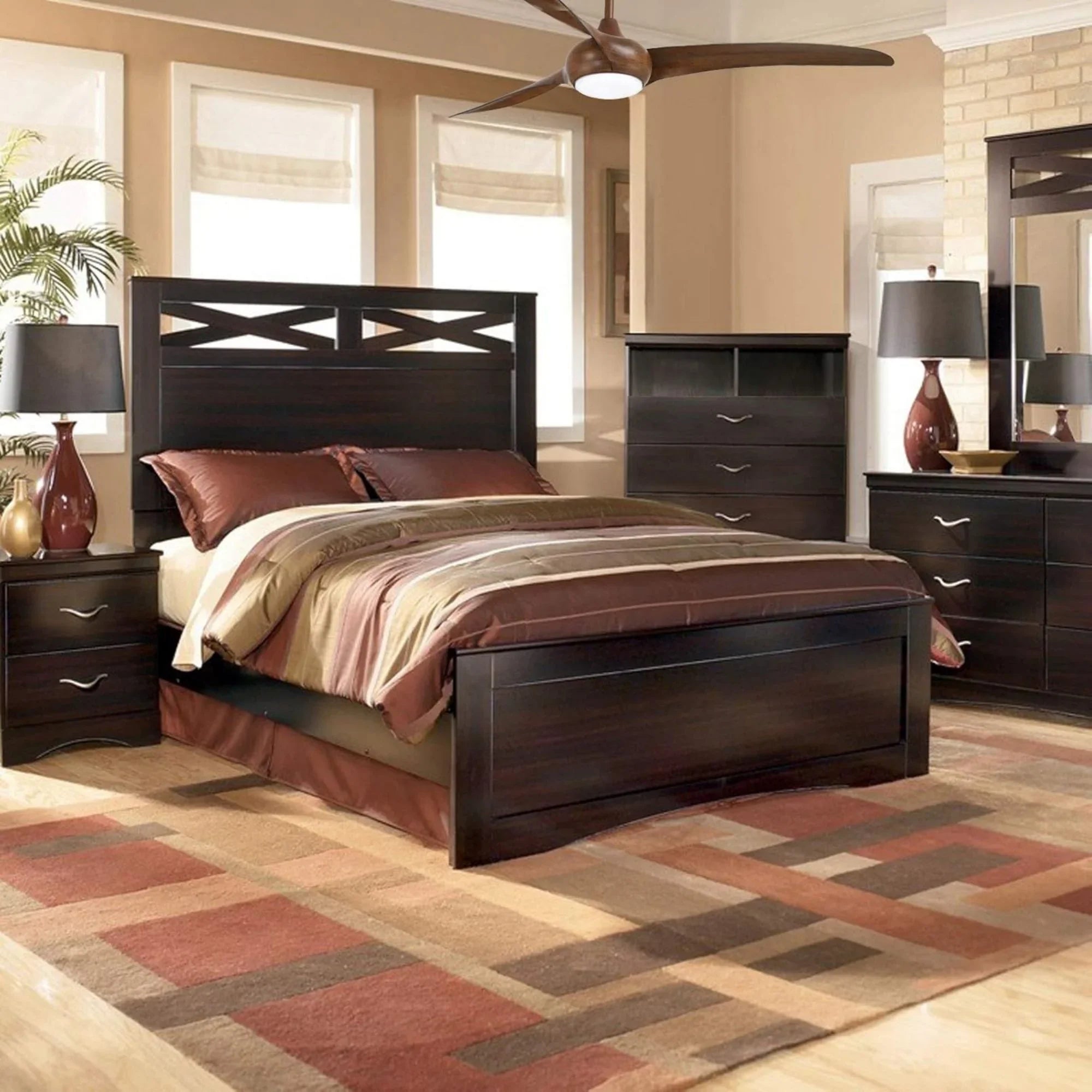 Light Wave LED 65" Distressed Koa Large Ceiling Fan with Light and Remote