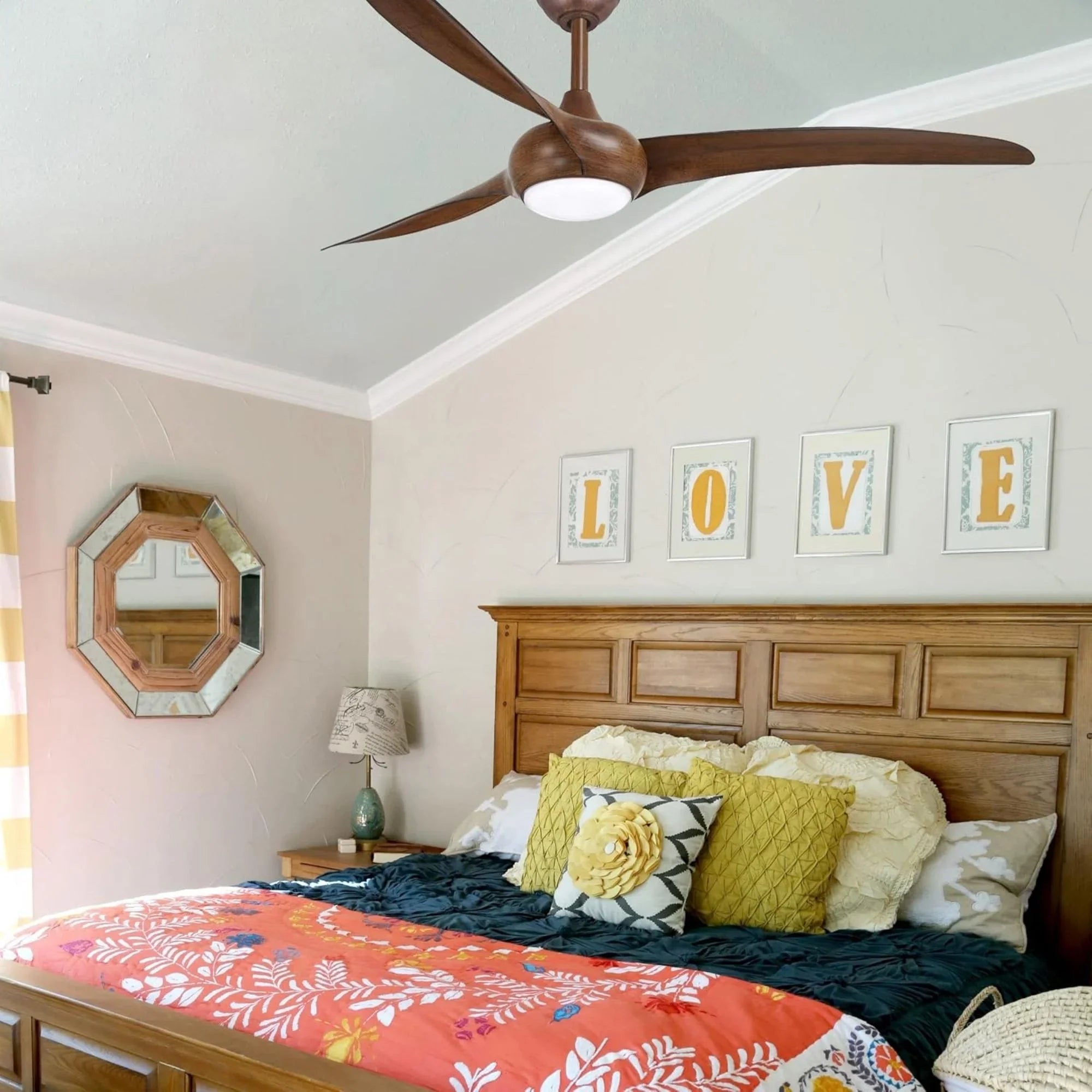 Light Wave LED 65" Distressed Koa Large Ceiling Fan with Light and Remote