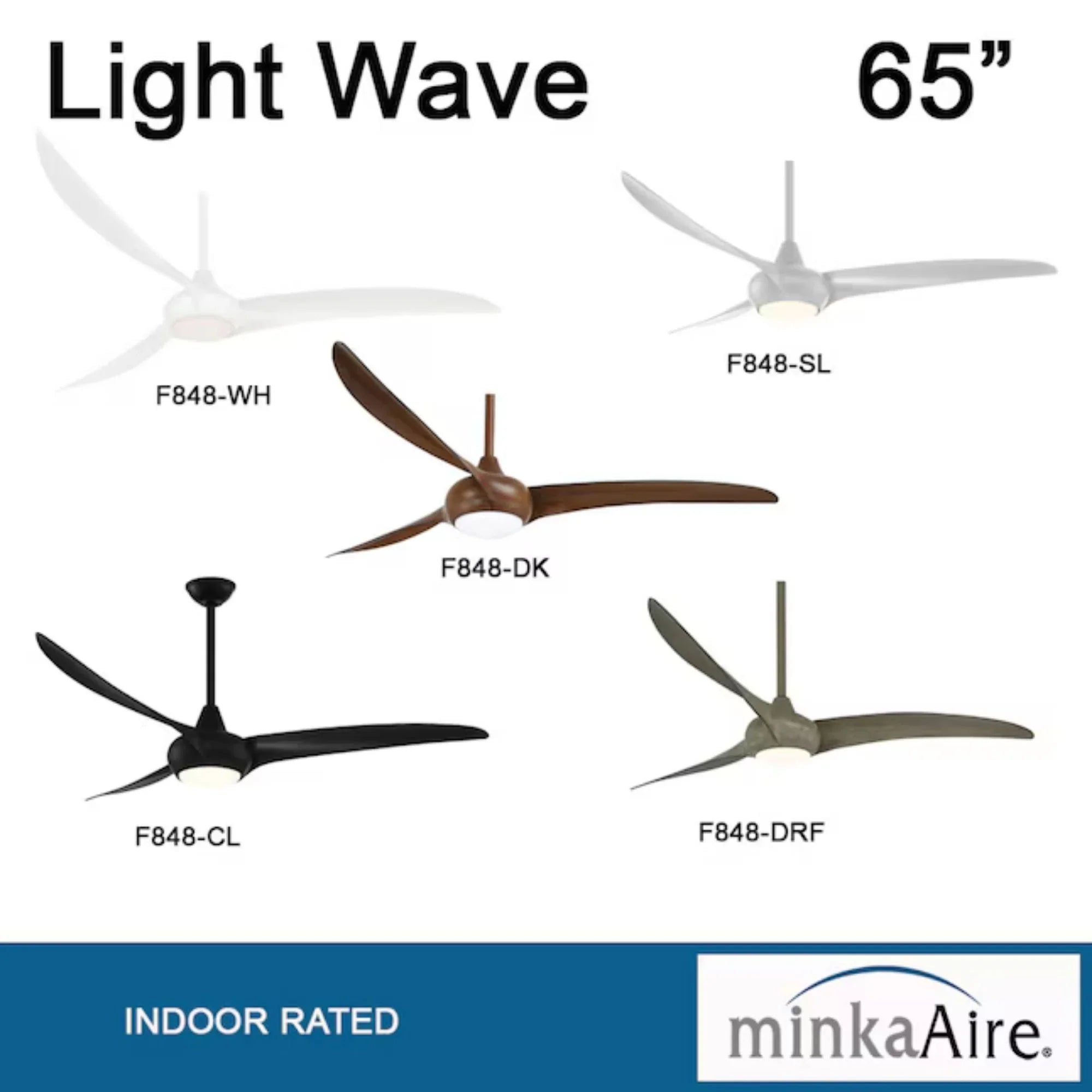 Light Wave LED 65" Driftwood Large Ceiling Fan with Light and Remote