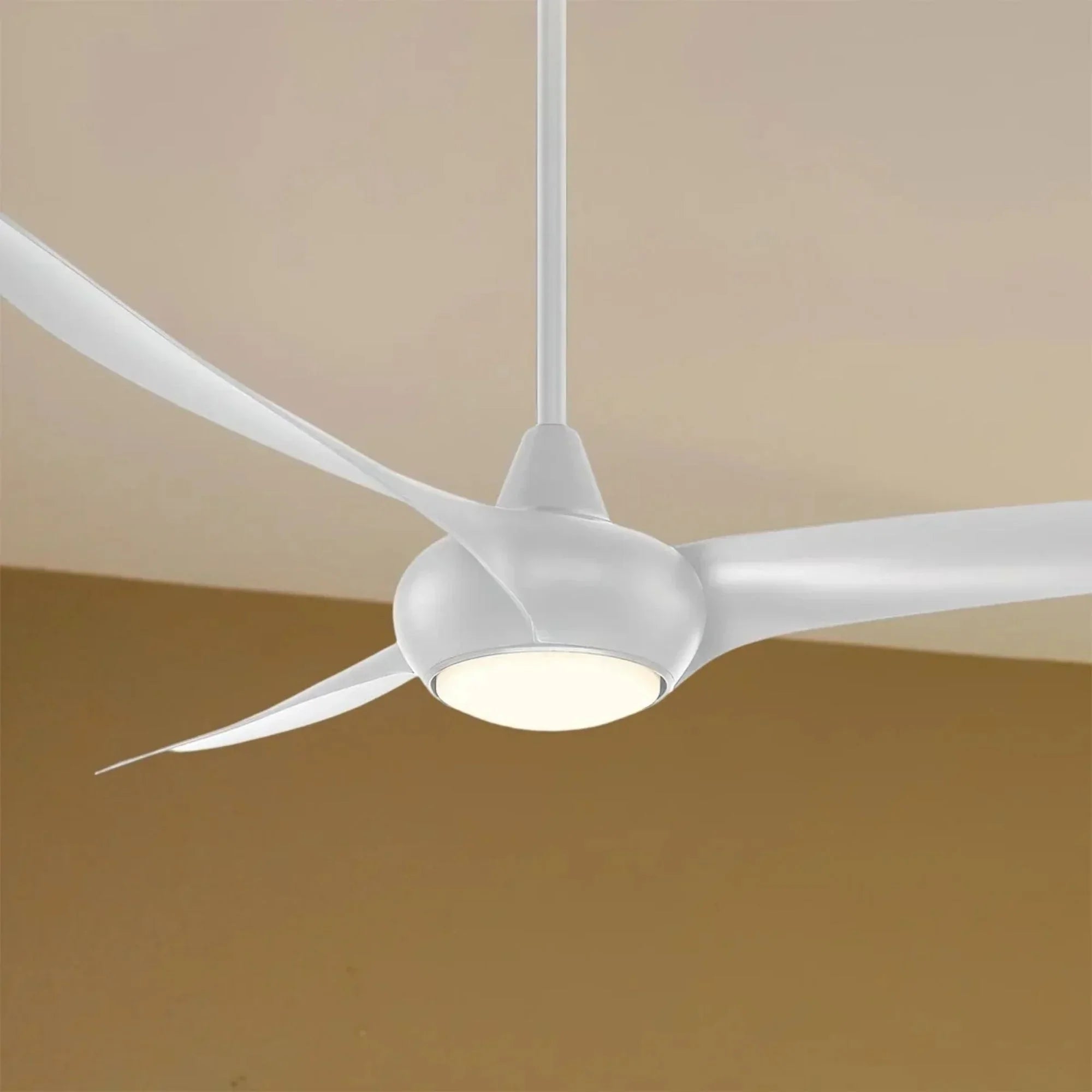 Light Wave LED 65" Silver Large Ceiling Fan with Light and Remote