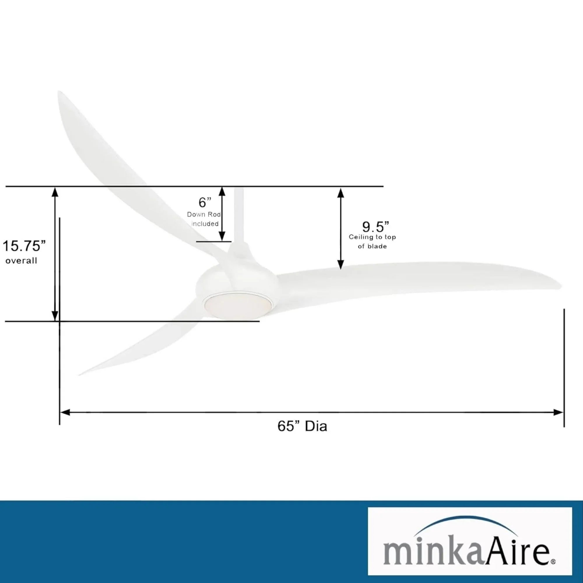 Light Wave LED 65" White Large Ceiling Fan with Light and Remote