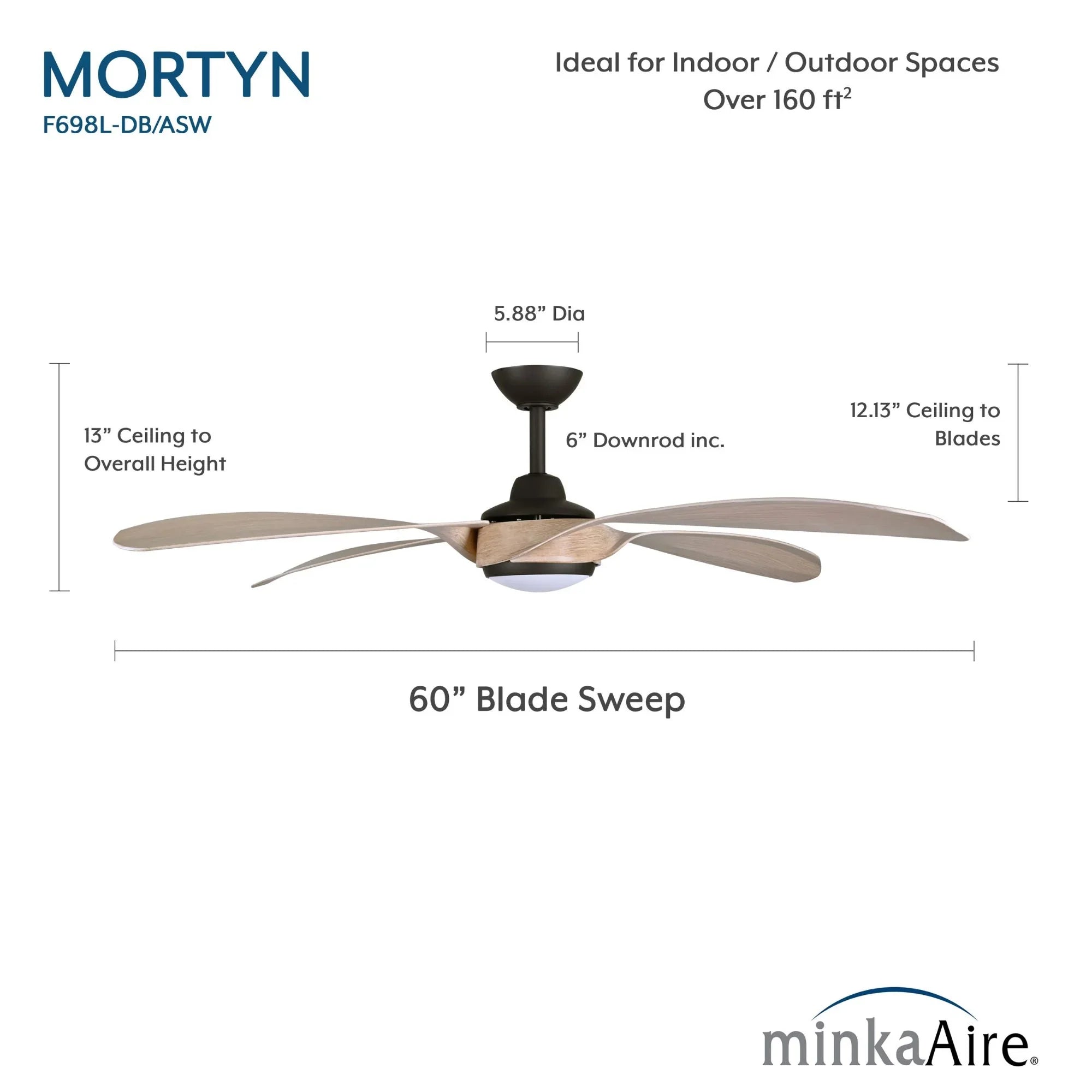 Mortyn 60" Indoor/Outdoor LED Ceiling Fan, Dark Bronze