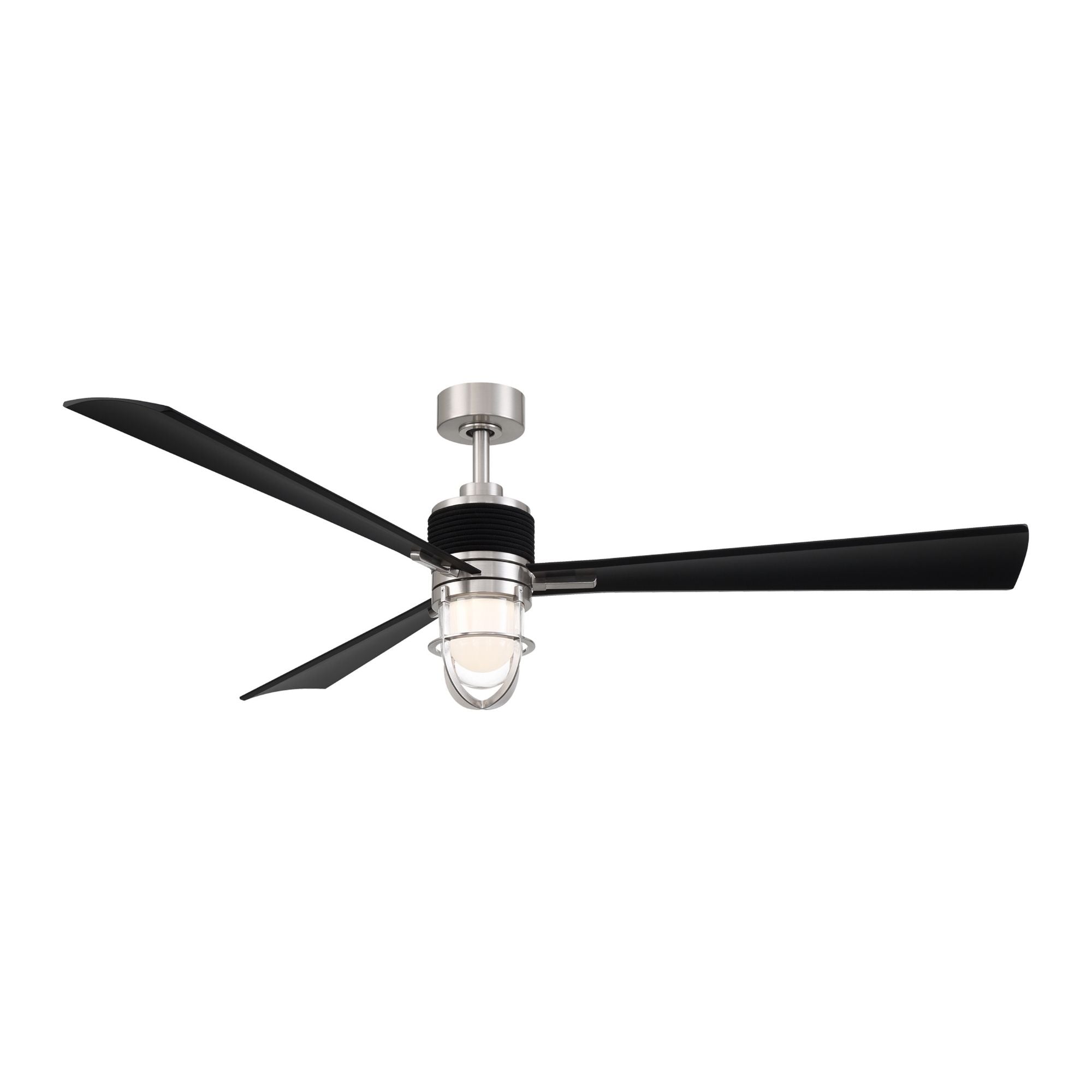 Nauticus 65" LED Smart Ceiling Fan, Brushed Nickel Wet With Coal Blades