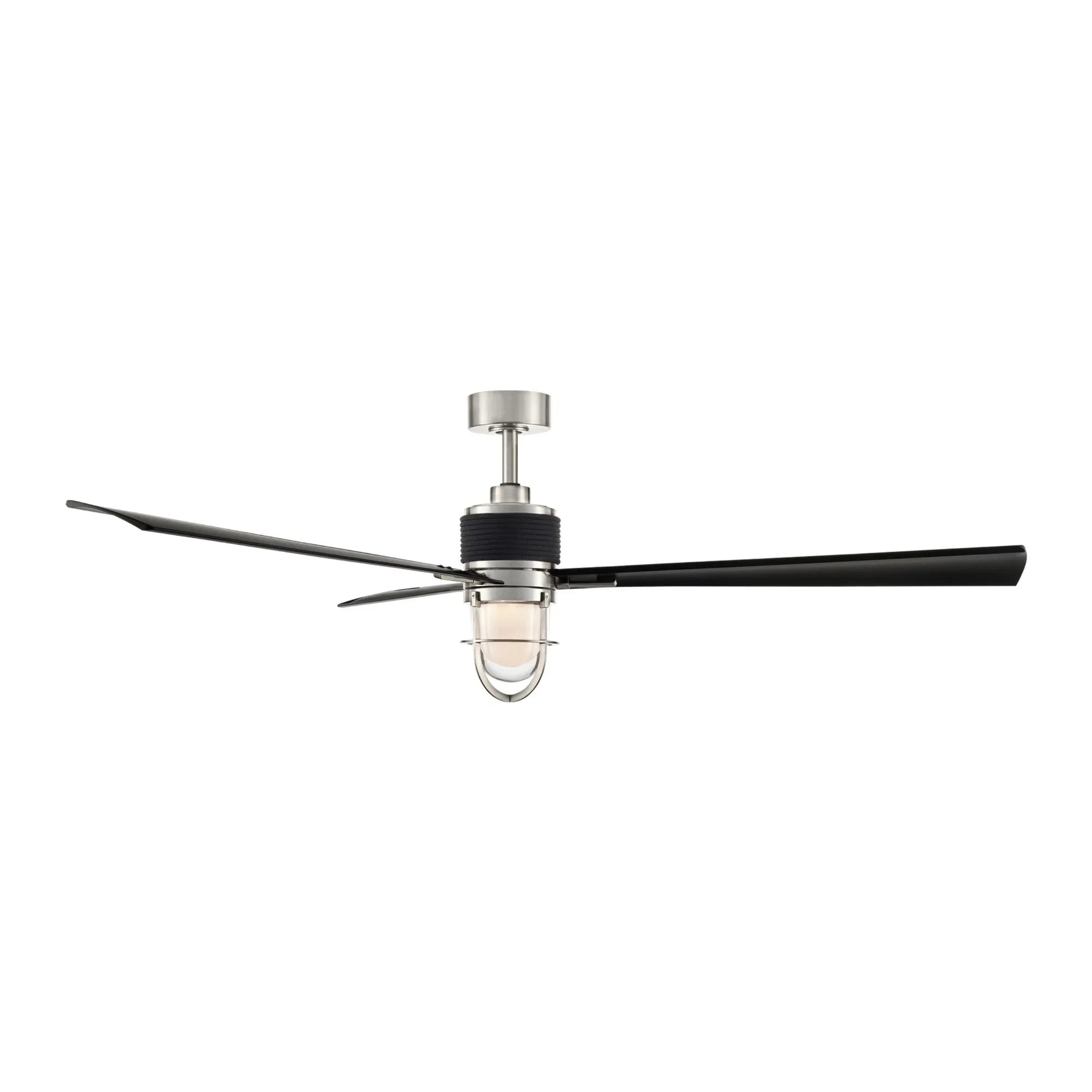Nauticus 65" LED Smart Ceiling Fan, Brushed Nickel Wet with Coal Blades