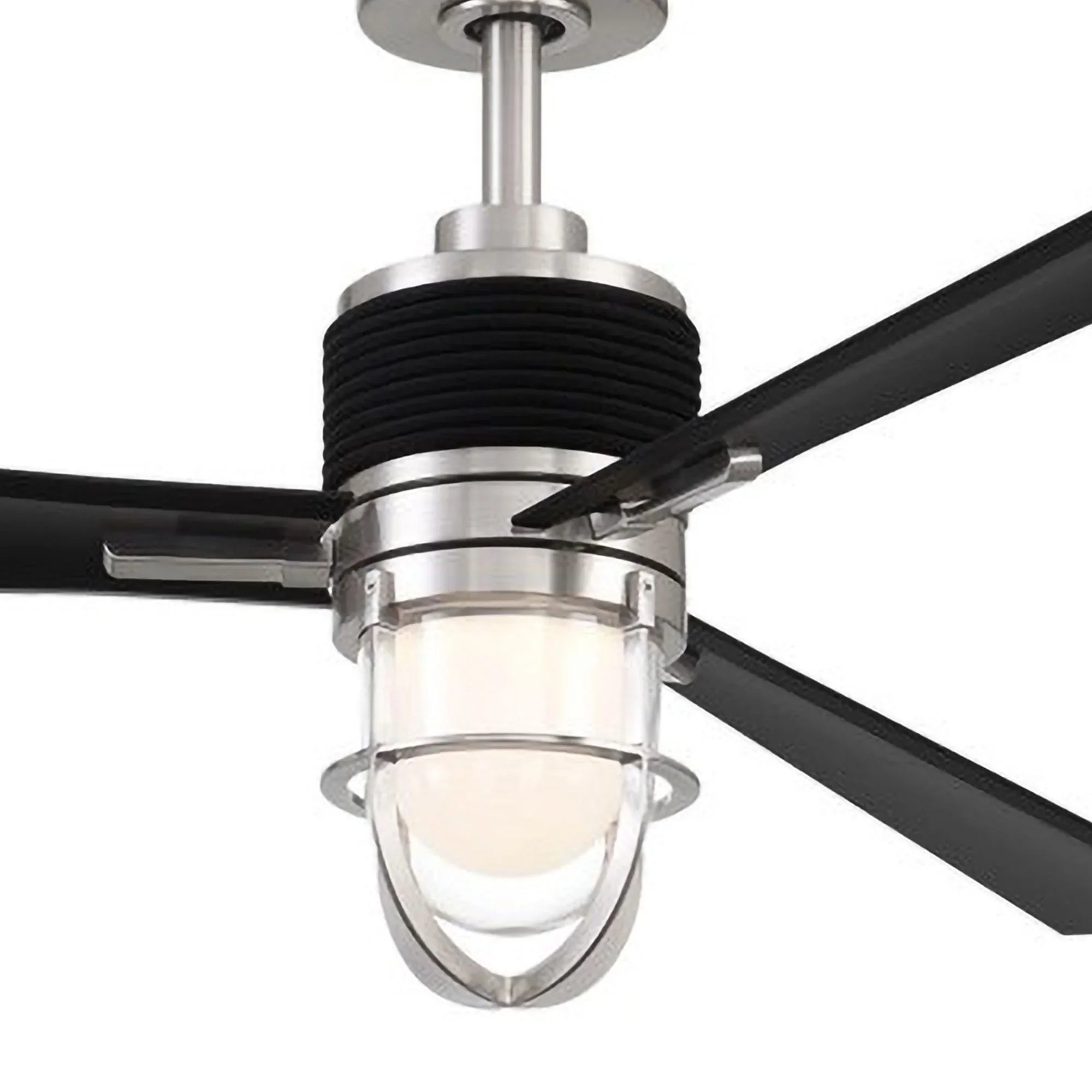 Nauticus 65" LED Smart Ceiling Fan, Brushed Nickel Wet with Coal Blades