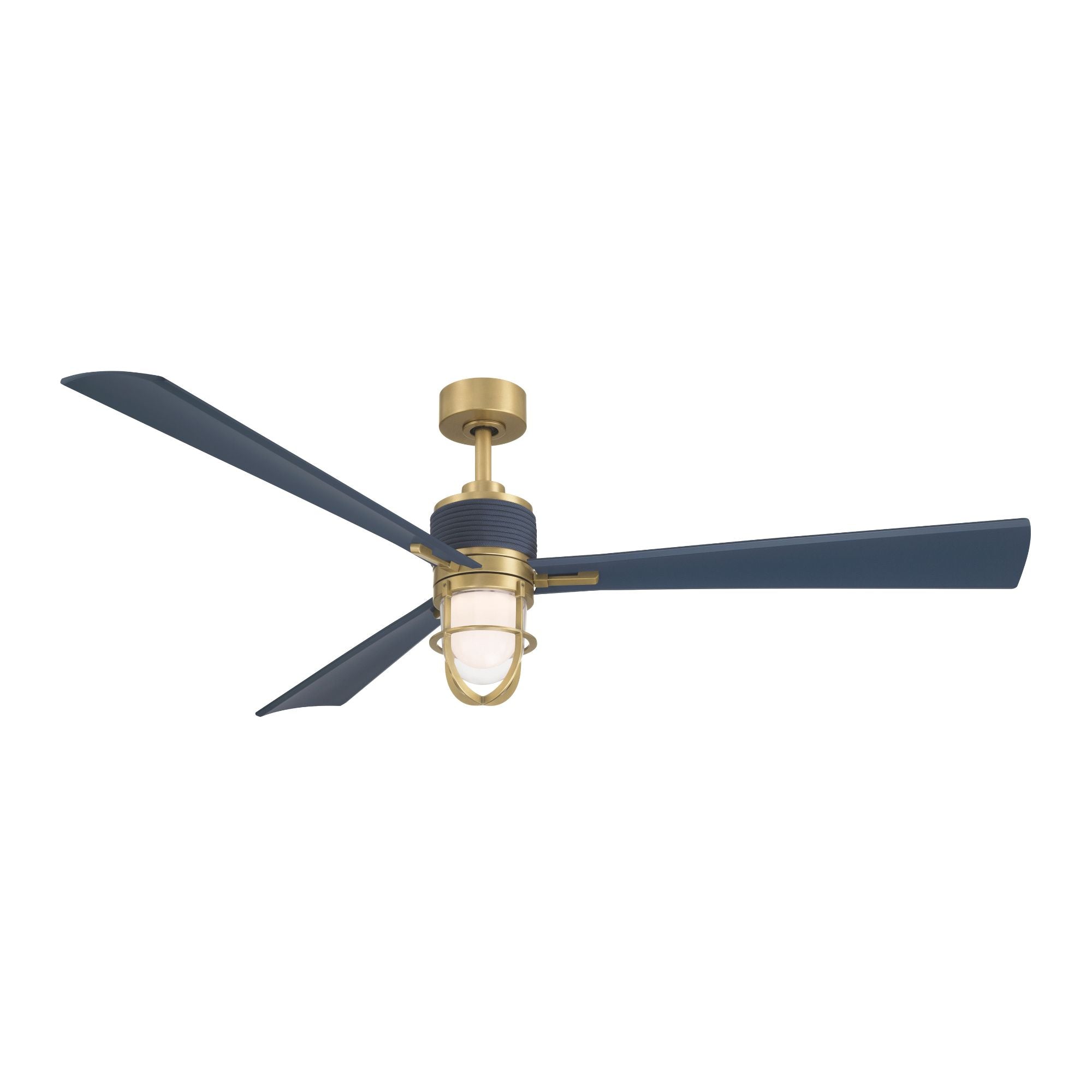 Nauticus 65" LED Smart Ceiling Fan, Legacy Brass with Navy Blue Blades
