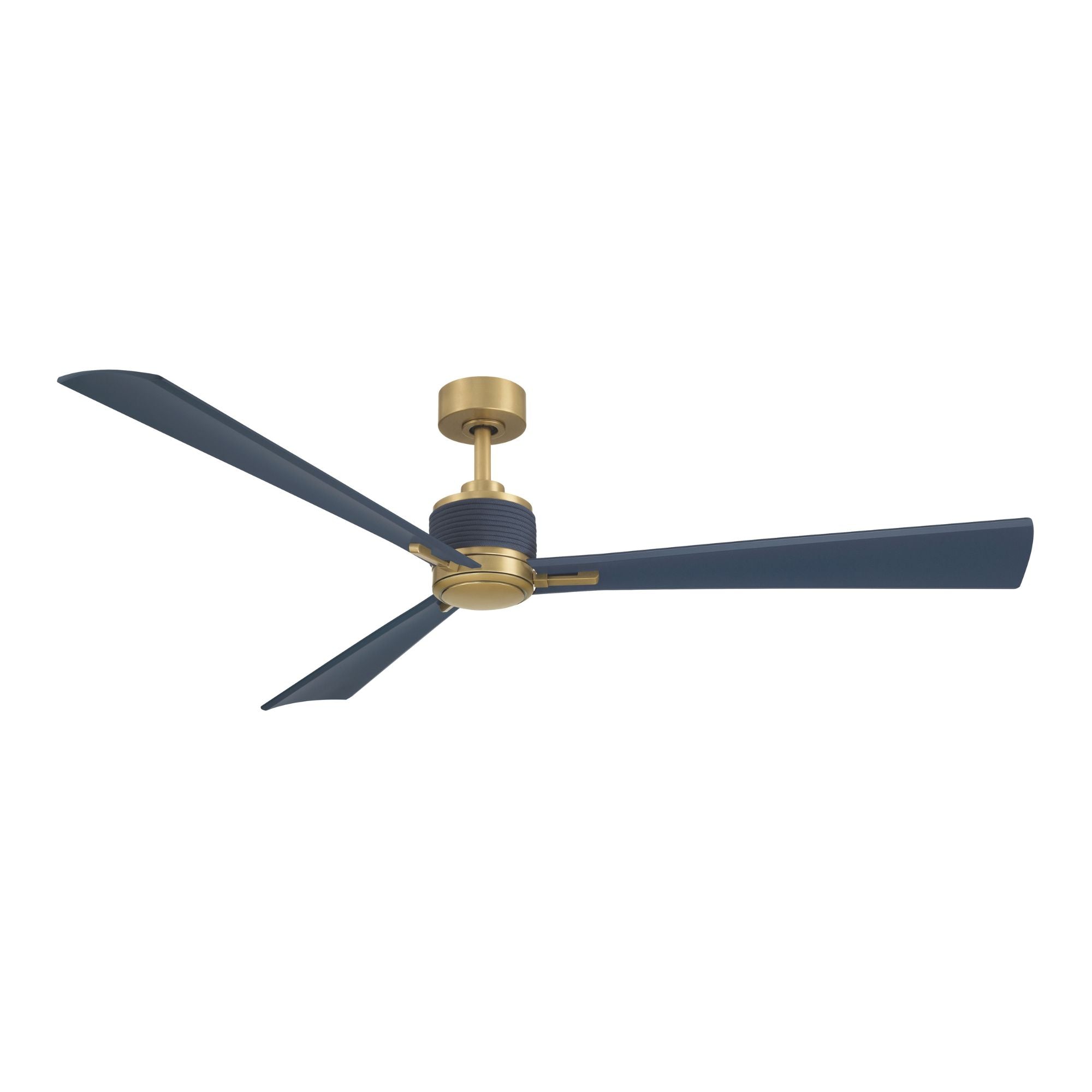 Nauticus 65" LED Smart Ceiling Fan, Legacy Brass with Navy Blue Blades