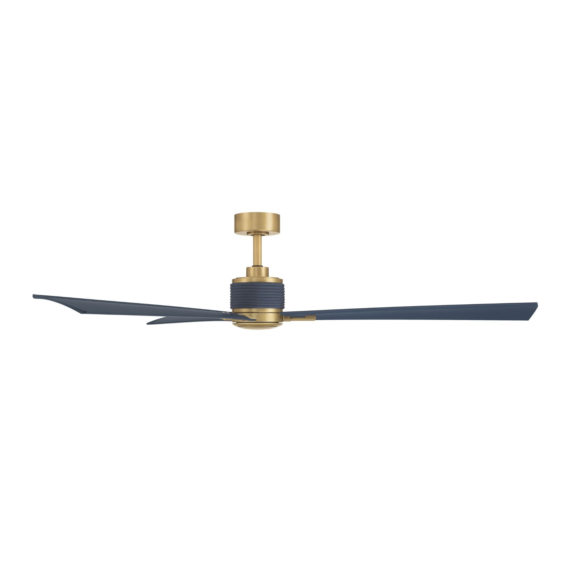 Nauticus 65" LED Smart Ceiling Fan, Legacy Brass with Navy Blue Blades