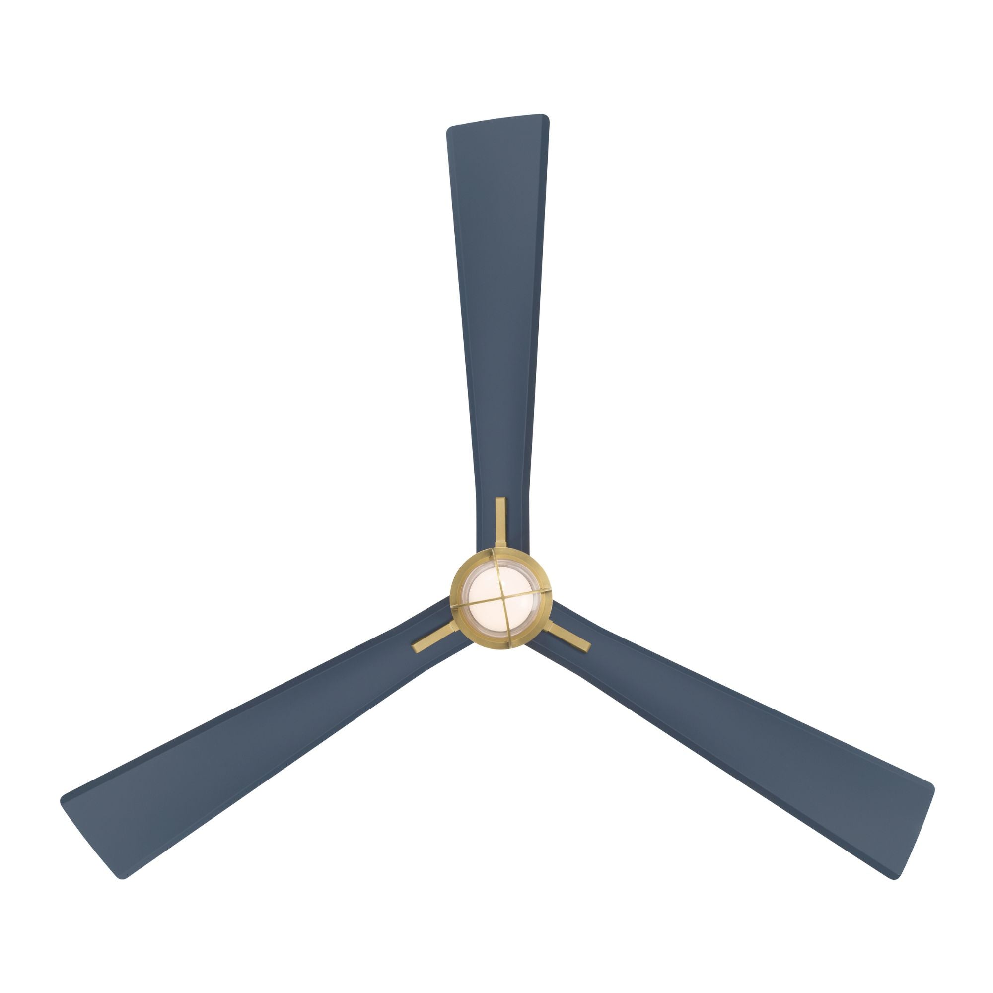 Nauticus 65" LED Smart Ceiling Fan, Legacy Brass with Navy Blue Blades