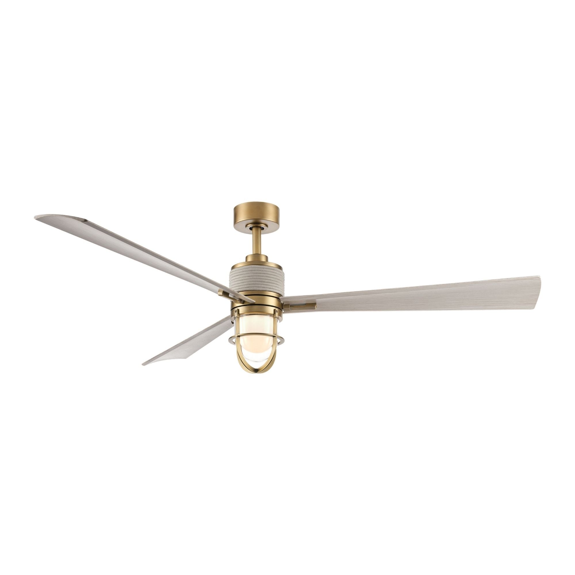 Nauticus 65" LED Smart Ceiling Fan, Legacy Brass With Warm Coastal Driftwood Blades